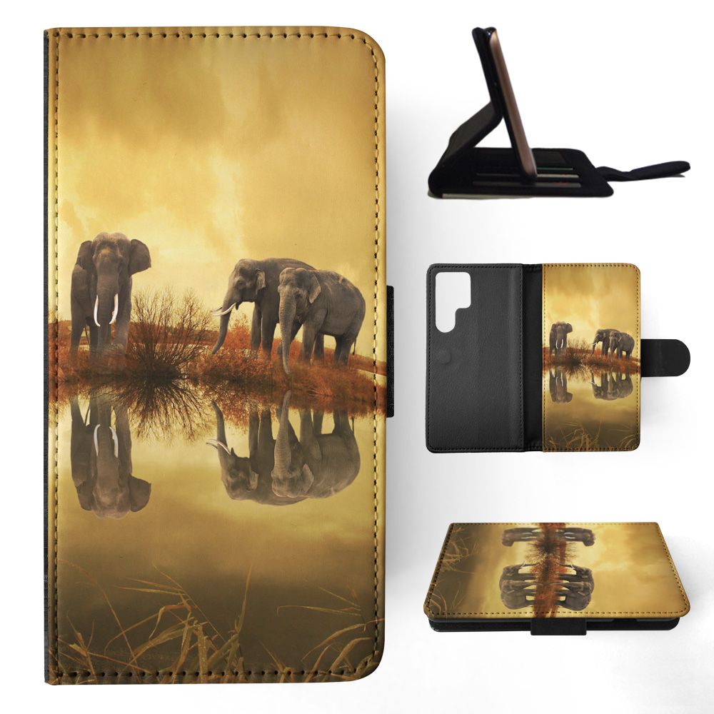 FLIP CASE FOR SAMSUNG GALAXY|AFRICAN ELEPHANT FAMILY BY LAKE - Picture 6 of 120