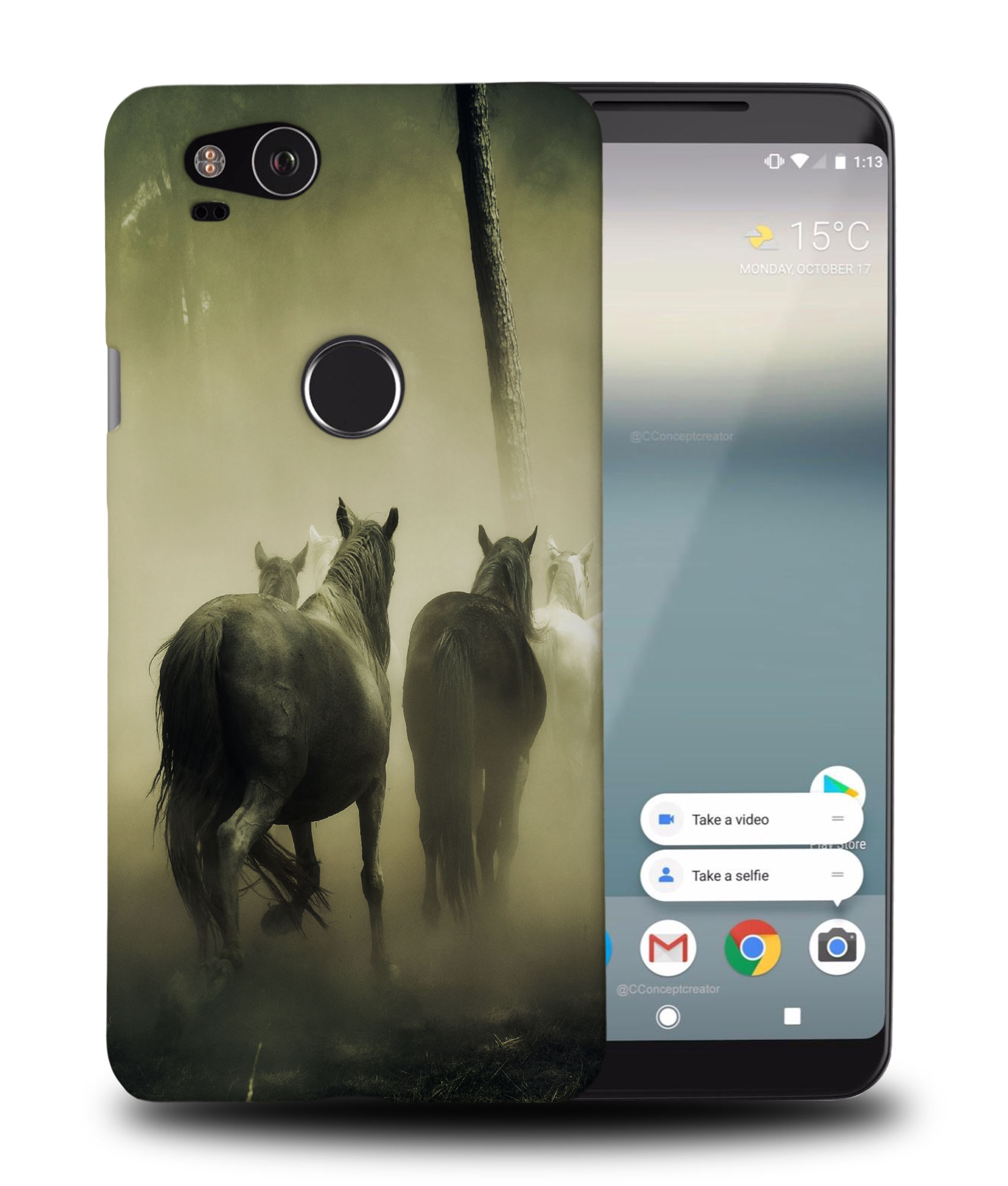 CASE COVER FOR GOOGLE PIXEL|HORSES ANIMAL IN THE FOG - 第 9/11 張圖片