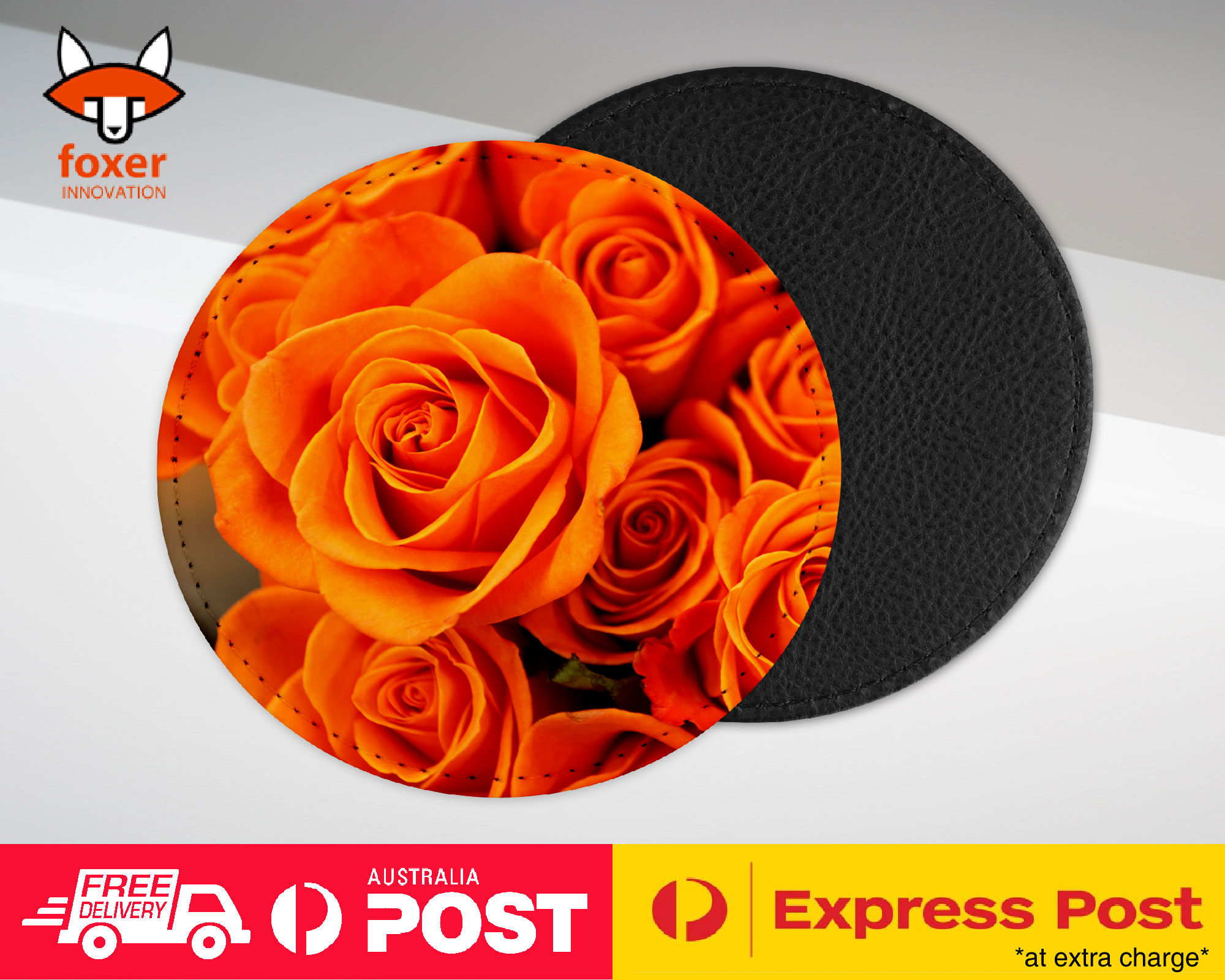 COASTER COFFEE DRINKING MAT|ORANGE FLOWER ROSES WALLPAPER