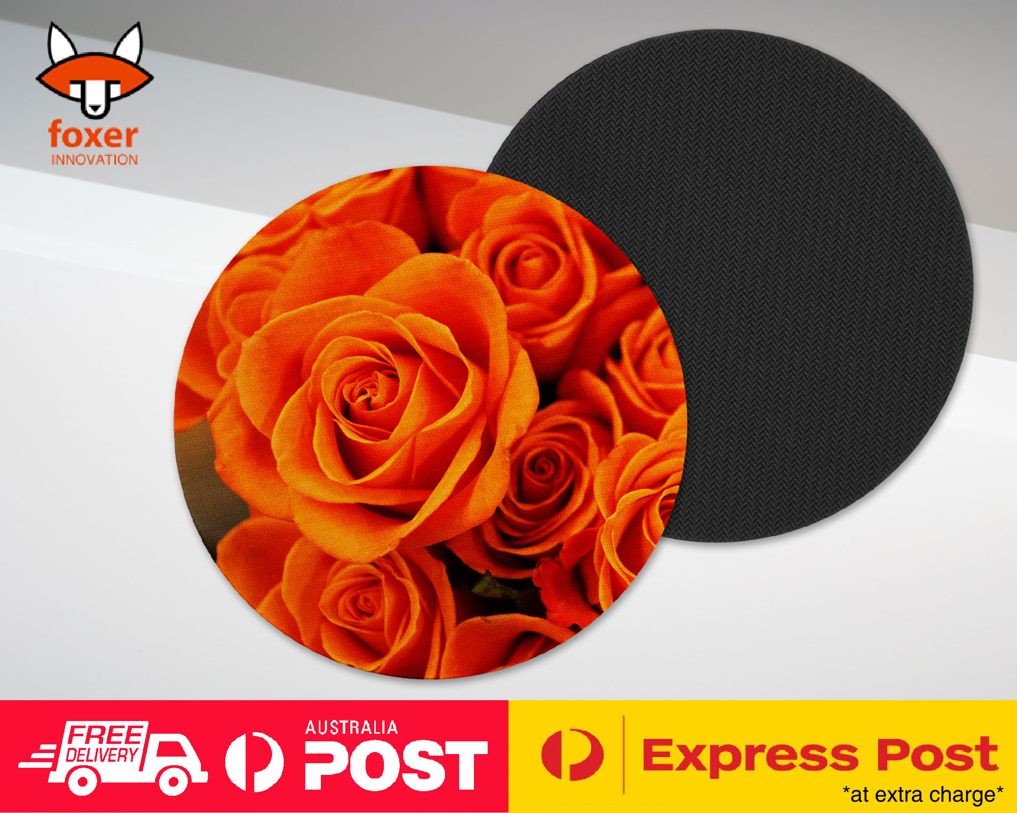 COASTER COFFEE DRINKING MAT|ORANGE FLOWER ROSES WALLPAPER