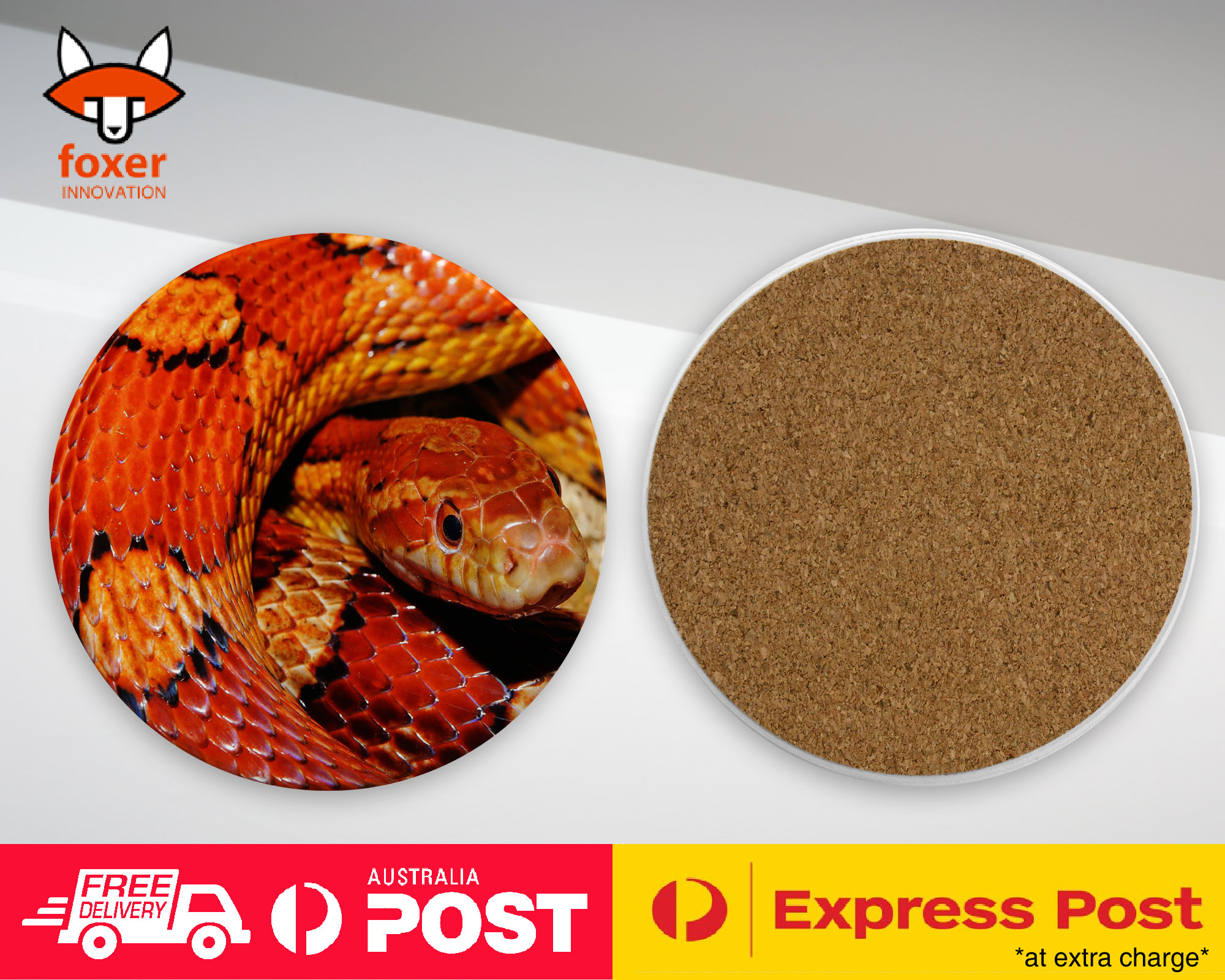 COASTER COFFEE DRINKING MAT|BROWN TAN SNAKE REPTILE #1