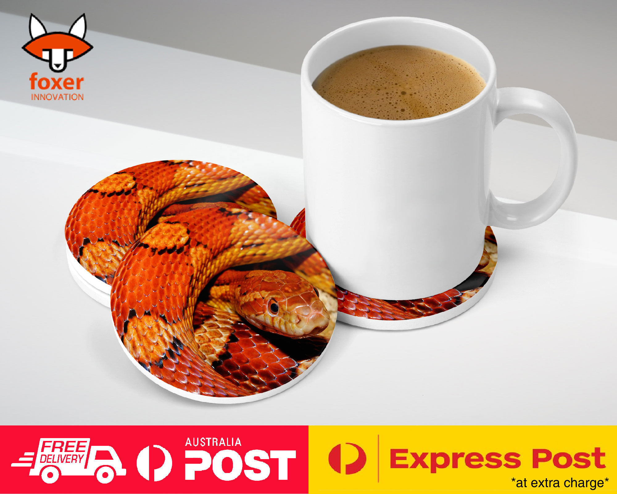 COASTER COFFEE DRINKING MAT|BROWN TAN SNAKE REPTILE #1