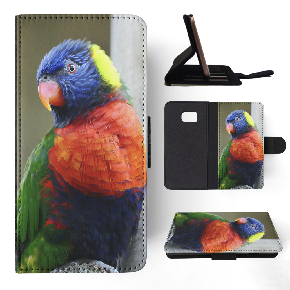 FLIP CASE FOR SAMSUNG GALAXY|COLORFUL RAINBOW BIRD PARROT 356 - Picture 111 of 120