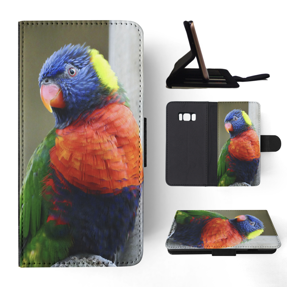 FLIP CASE FOR SAMSUNG GALAXY|COLORFUL RAINBOW BIRD PARROT 356 - Picture 106 of 120