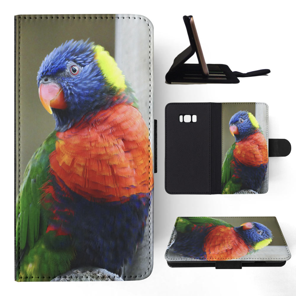 FLIP CASE FOR SAMSUNG GALAXY|COLORFUL RAINBOW BIRD PARROT 356 - Picture 101 of 120