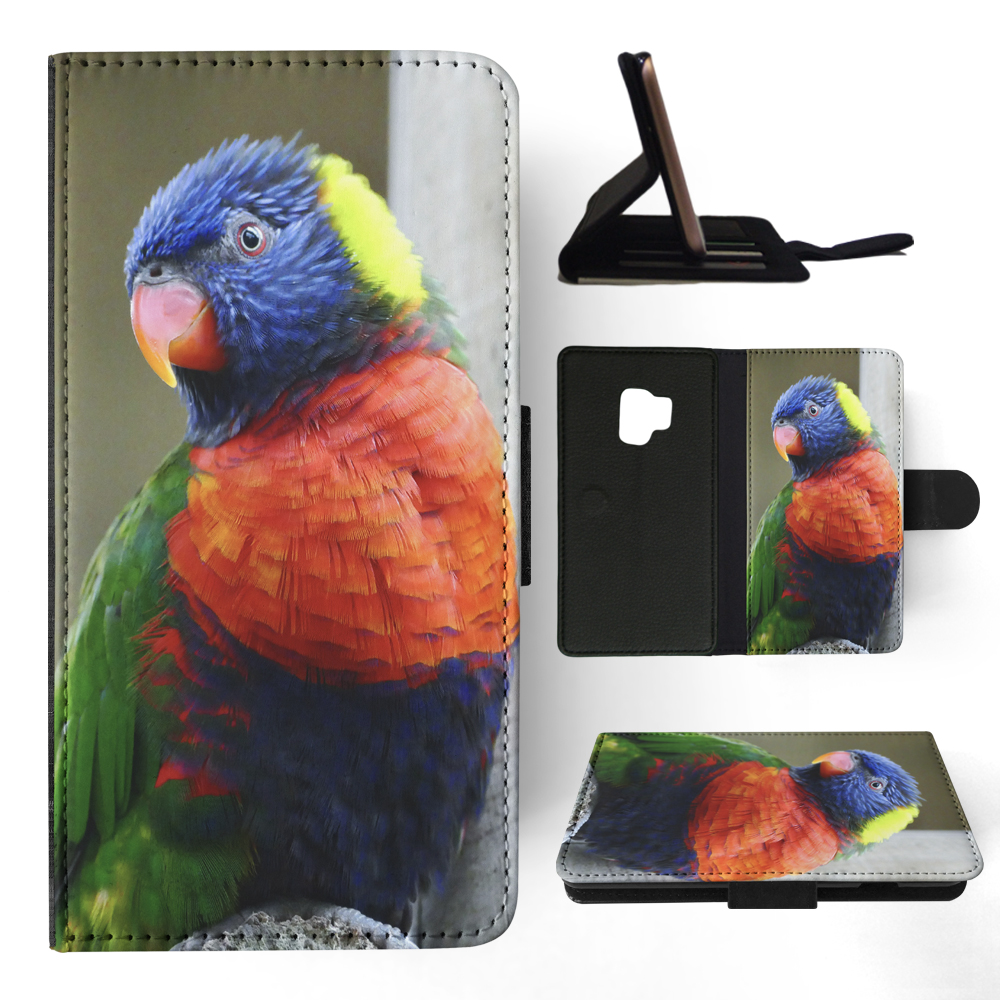 FLIP CASE FOR SAMSUNG GALAXY|COLORFUL RAINBOW BIRD PARROT 356 - Picture 91 of 120