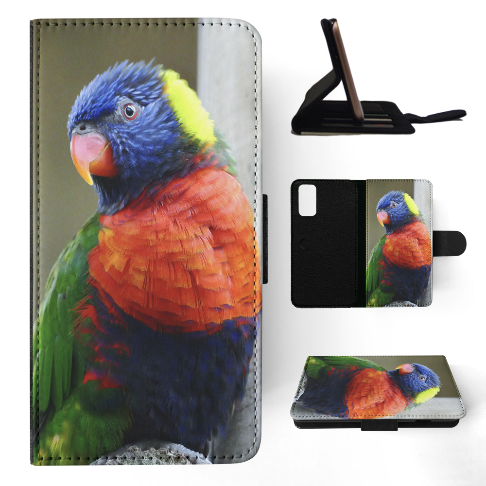 FLIP CASE FOR SAMSUNG GALAXY|COLORFUL RAINBOW BIRD PARROT 356 - Picture 76 of 120
