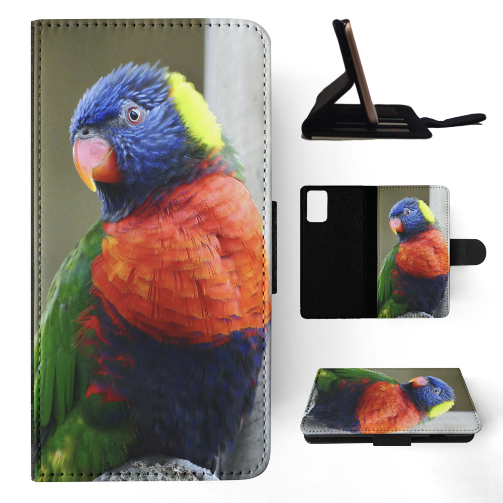 FLIP CASE FOR SAMSUNG GALAXY|COLORFUL RAINBOW BIRD PARROT 356 - Picture 71 of 120