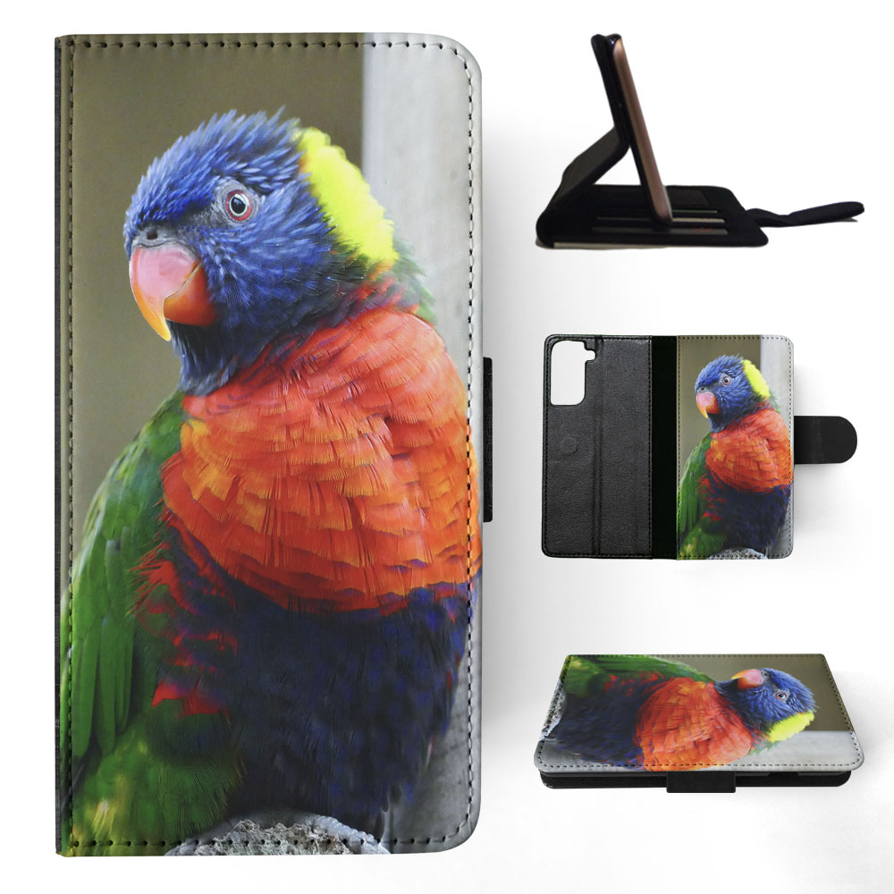 FLIP CASE FOR SAMSUNG GALAXY|COLORFUL RAINBOW BIRD PARROT 356 - Picture 61 of 120