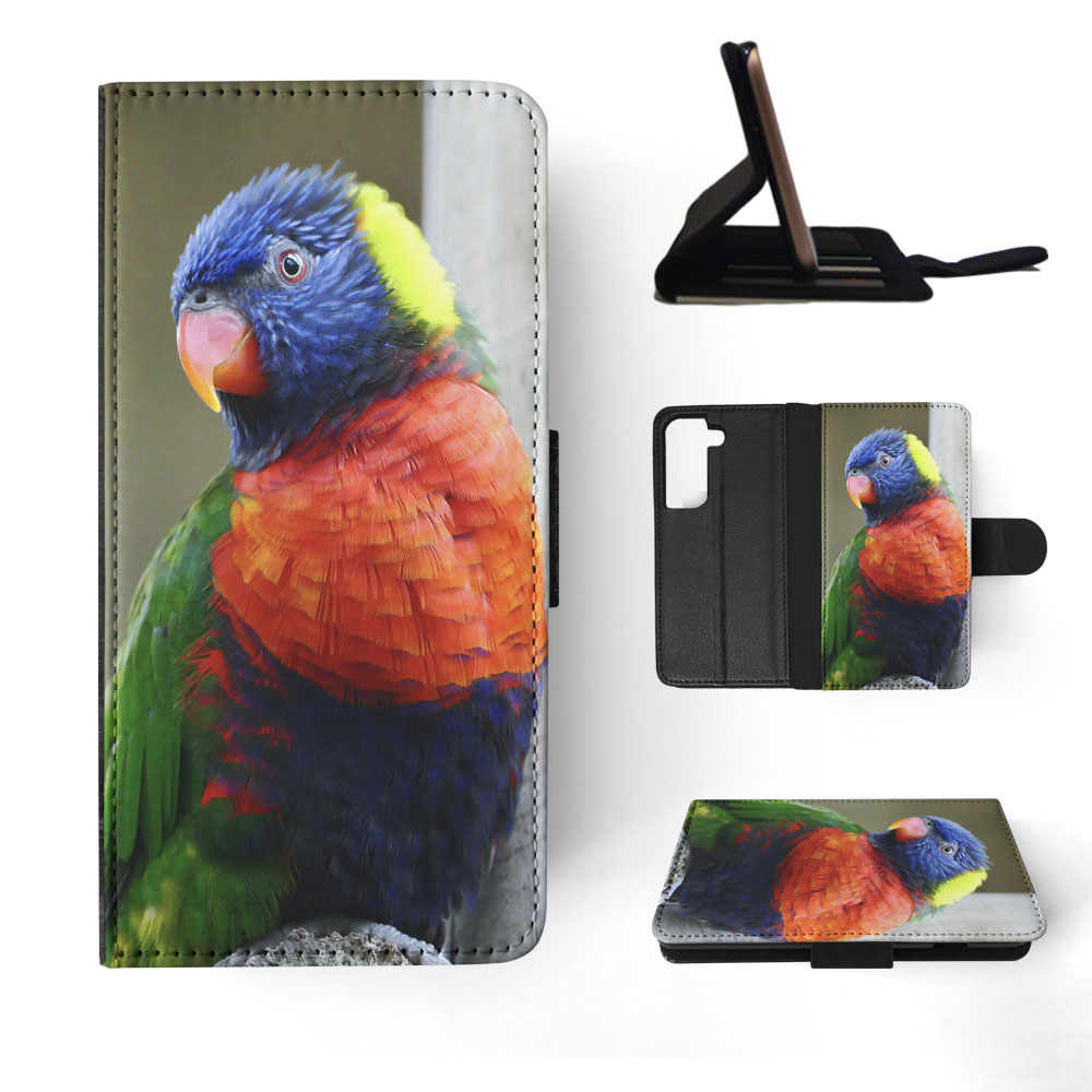 FLIP CASE FOR SAMSUNG GALAXY|COLORFUL RAINBOW BIRD PARROT 356 - Picture 46 of 120