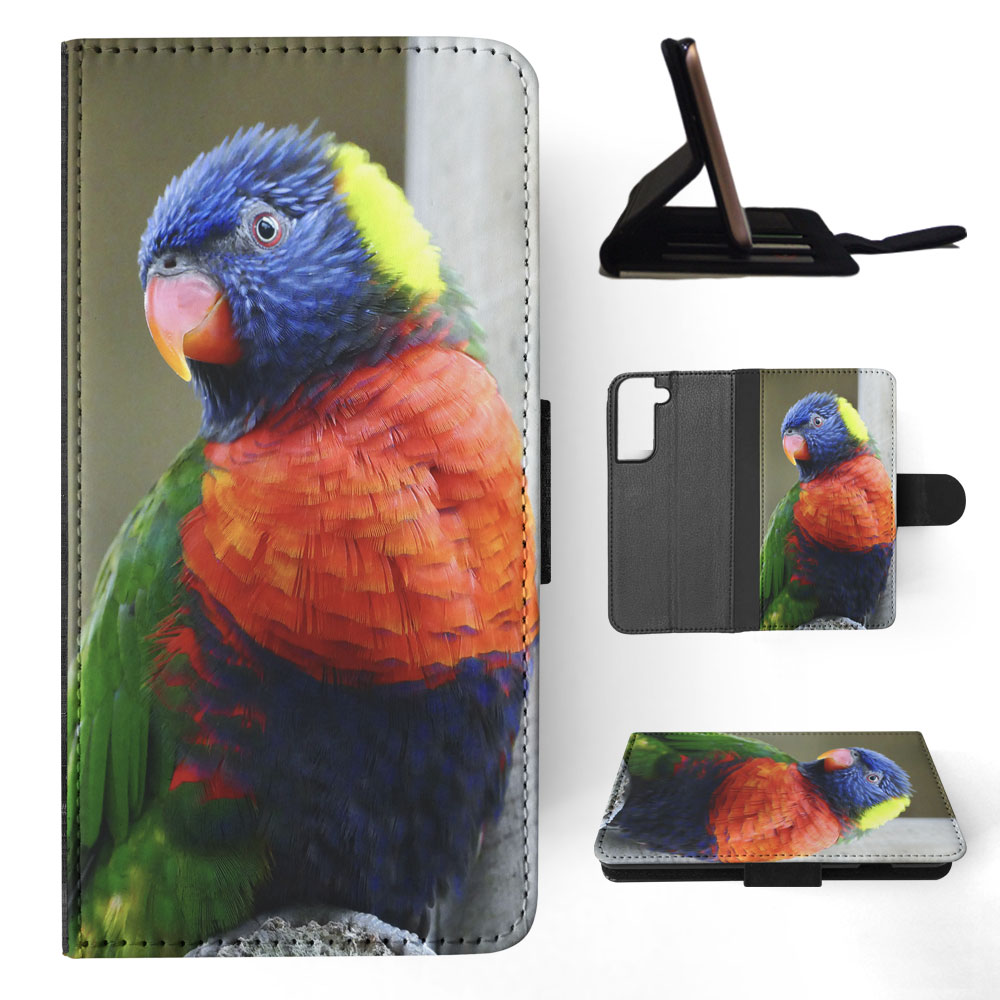 FLIP CASE FOR SAMSUNG GALAXY|COLORFUL RAINBOW BIRD PARROT 356 - Picture 41 of 120