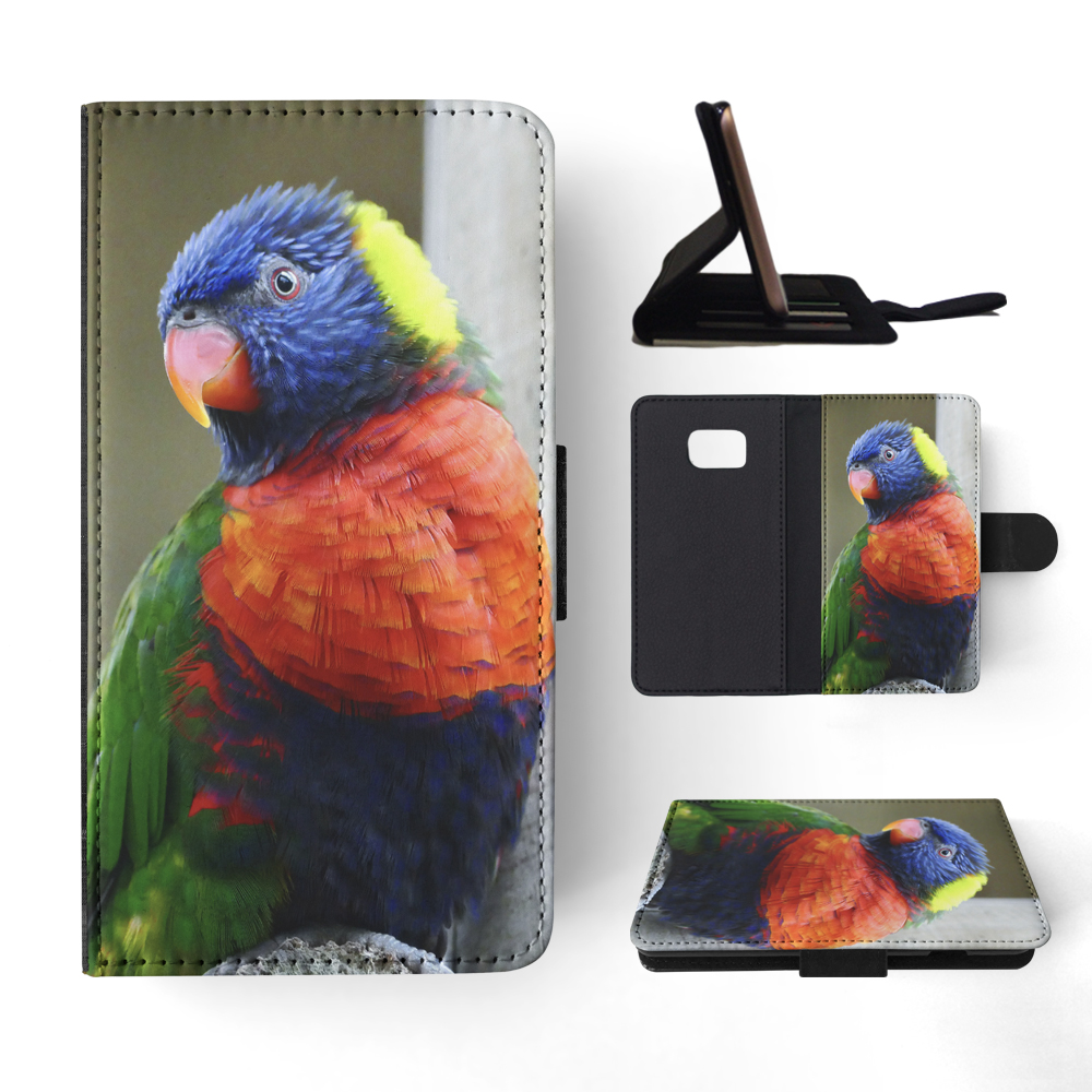 FLIP CASE FOR SAMSUNG GALAXY|COLORFUL RAINBOW BIRD PARROT 356 - Picture 116 of 120