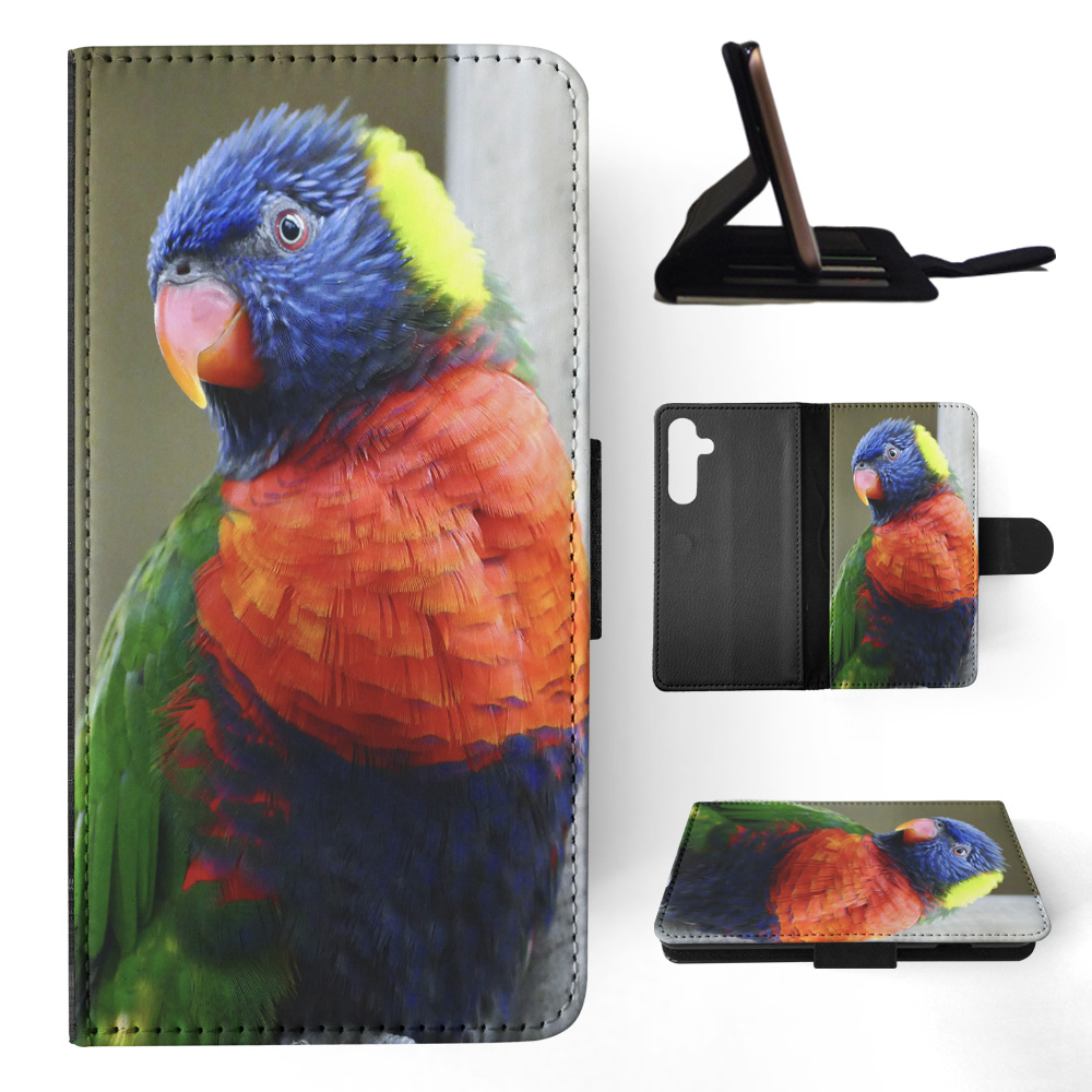 FLIP CASE FOR SAMSUNG GALAXY|COLORFUL RAINBOW BIRD PARROT 356 - Picture 11 of 120