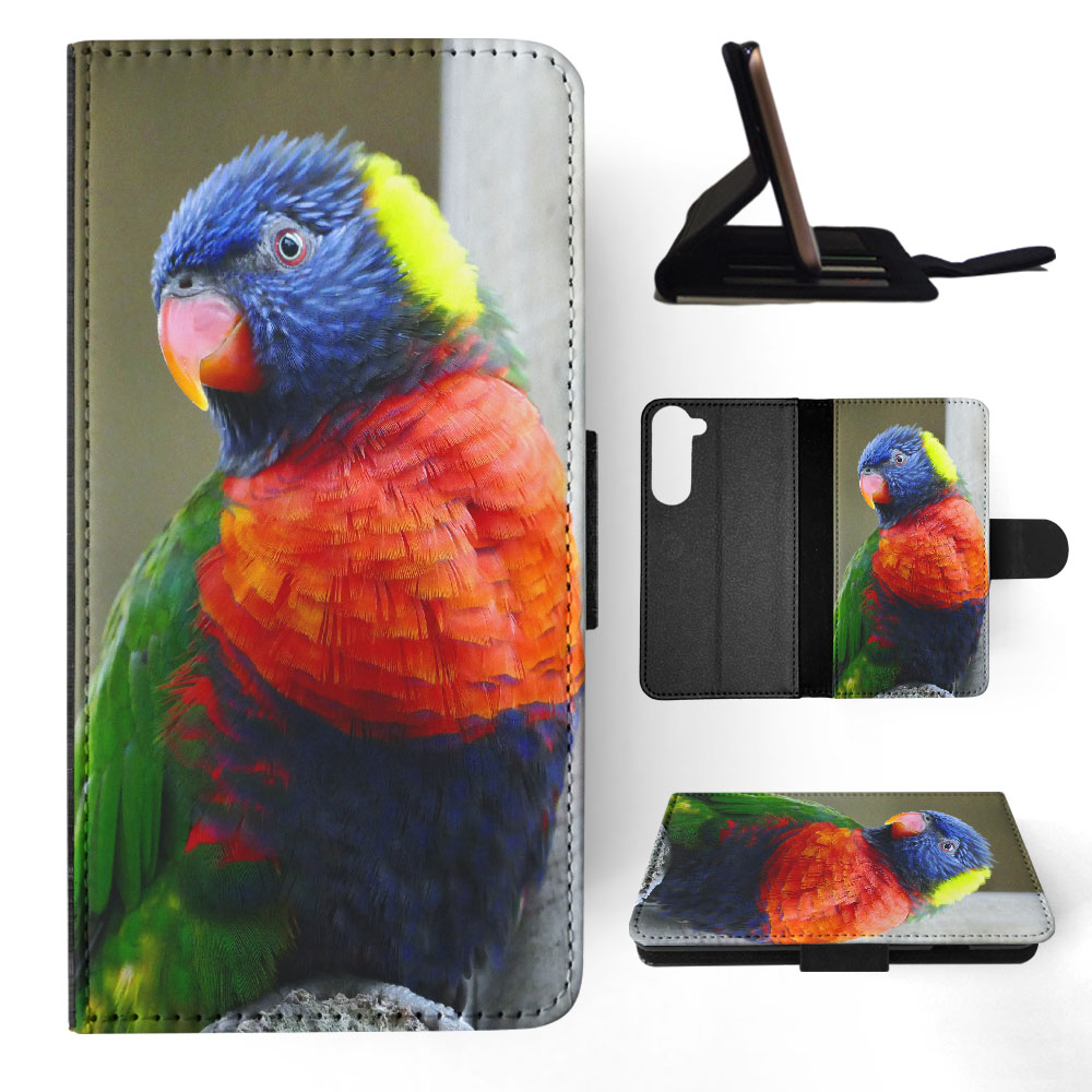 FLIP CASE FOR SAMSUNG GALAXY|COLORFUL RAINBOW BIRD PARROT 356 - Picture 26 of 120