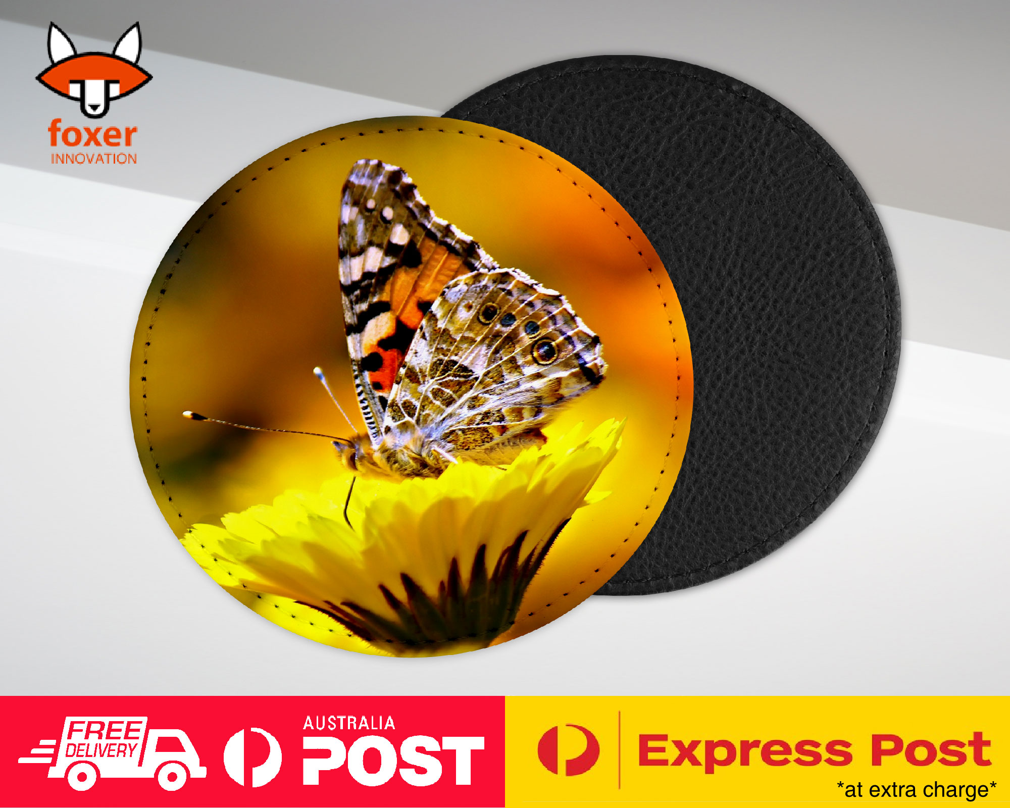 COASTER COFFEE DRINKING MAT|BEAUTIFUL BUTTERFLY YELLOW FLOWER