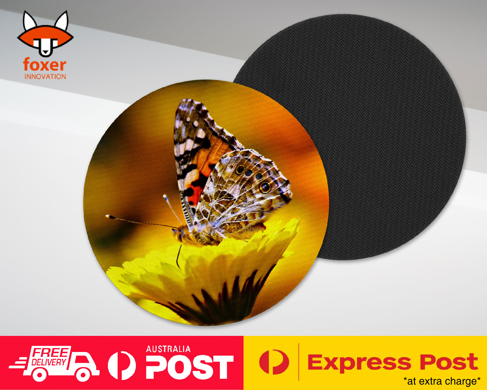 COASTER COFFEE DRINKING MAT|BEAUTIFUL BUTTERFLY YELLOW FLOWER