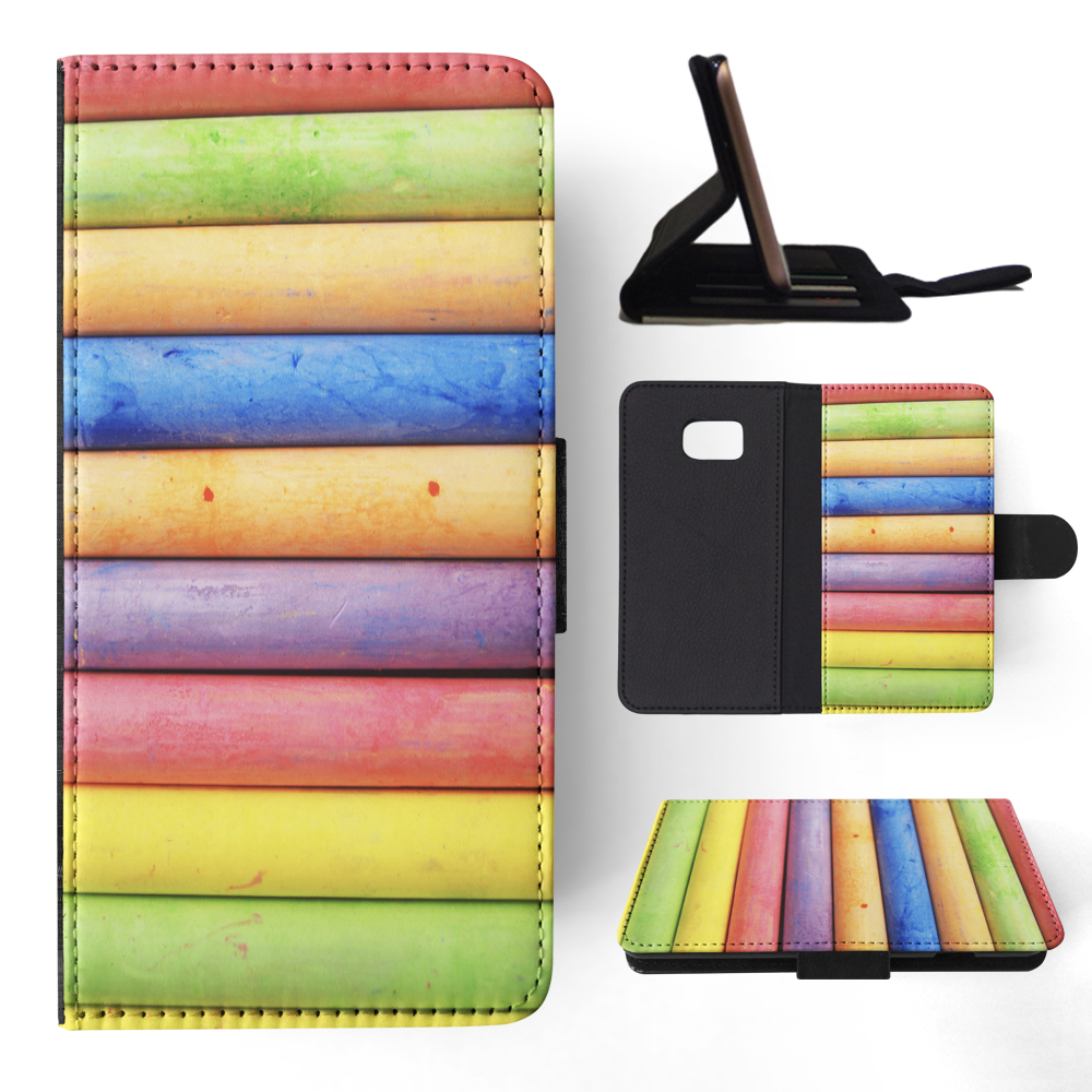 FLIP CASE FOR SAMSUNG GALAXY|RAINBOW CHALK STACKED PATTERN #2 - Picture 111 of 120