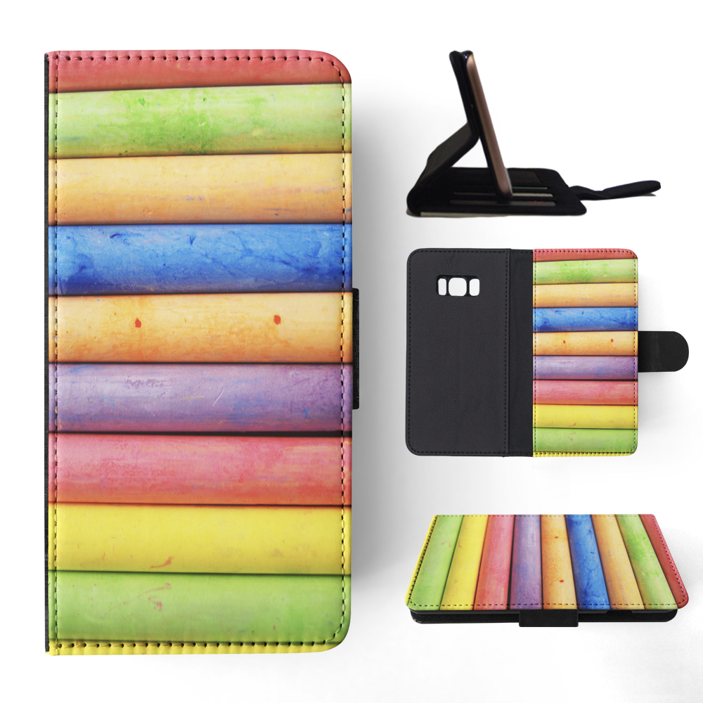 FLIP CASE FOR SAMSUNG GALAXY|RAINBOW CHALK STACKED PATTERN #2 - Picture 106 of 120