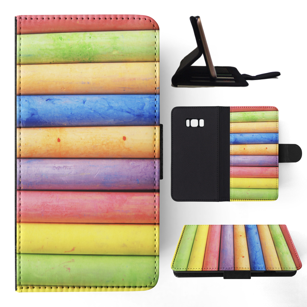 FLIP CASE FOR SAMSUNG GALAXY|RAINBOW CHALK STACKED PATTERN #2 - Picture 101 of 120