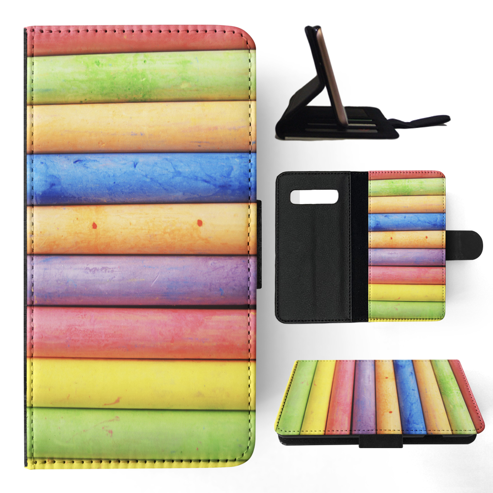 FLIP CASE FOR SAMSUNG GALAXY|RAINBOW CHALK STACKED PATTERN #2 - Picture 86 of 120