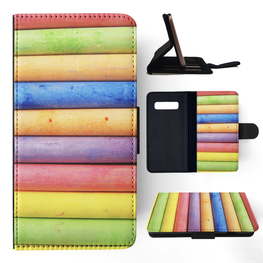 FLIP CASE FOR SAMSUNG GALAXY|RAINBOW CHALK STACKED PATTERN #2 - Picture 81 of 120