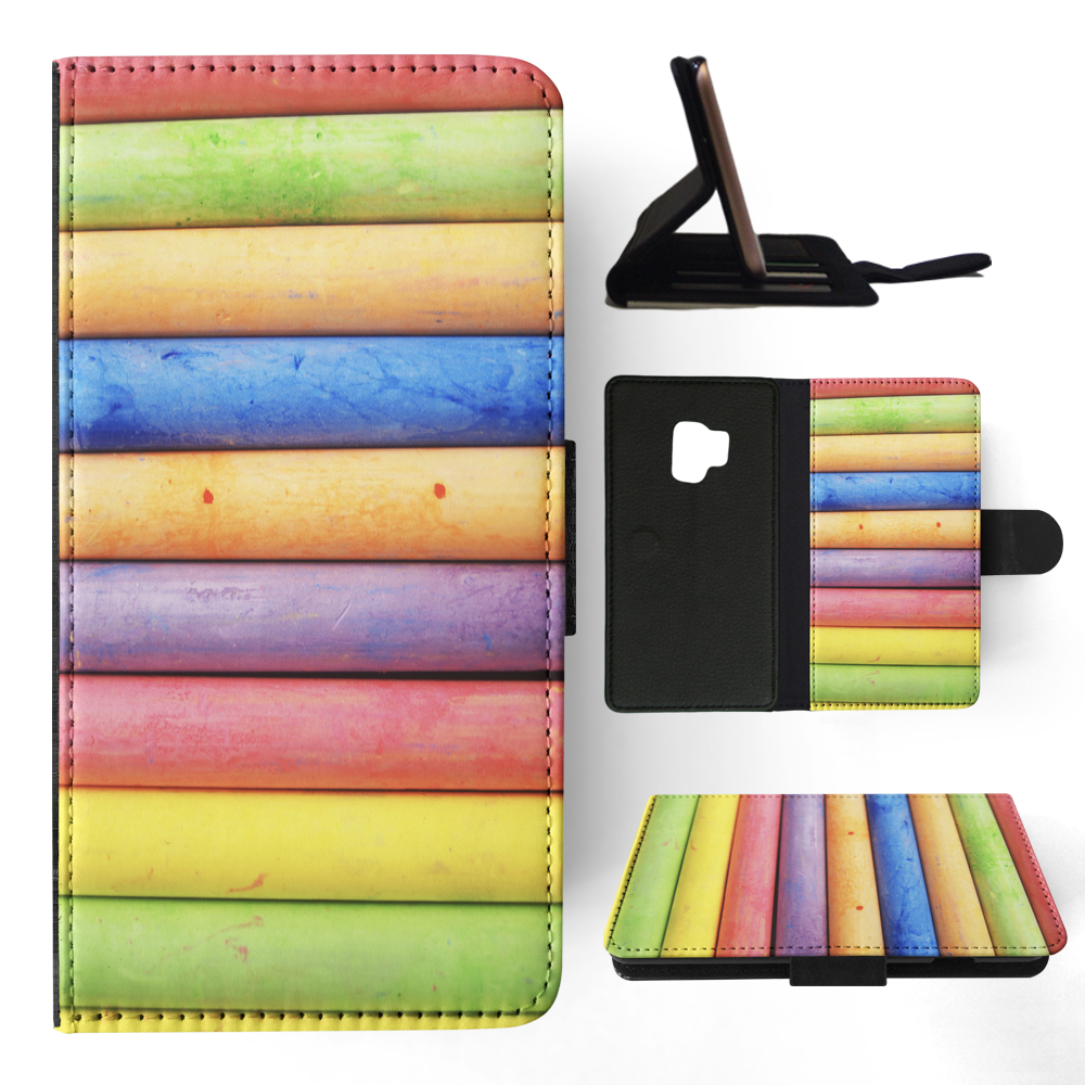 FLIP CASE FOR SAMSUNG GALAXY|RAINBOW CHALK STACKED PATTERN #2 - Picture 91 of 120