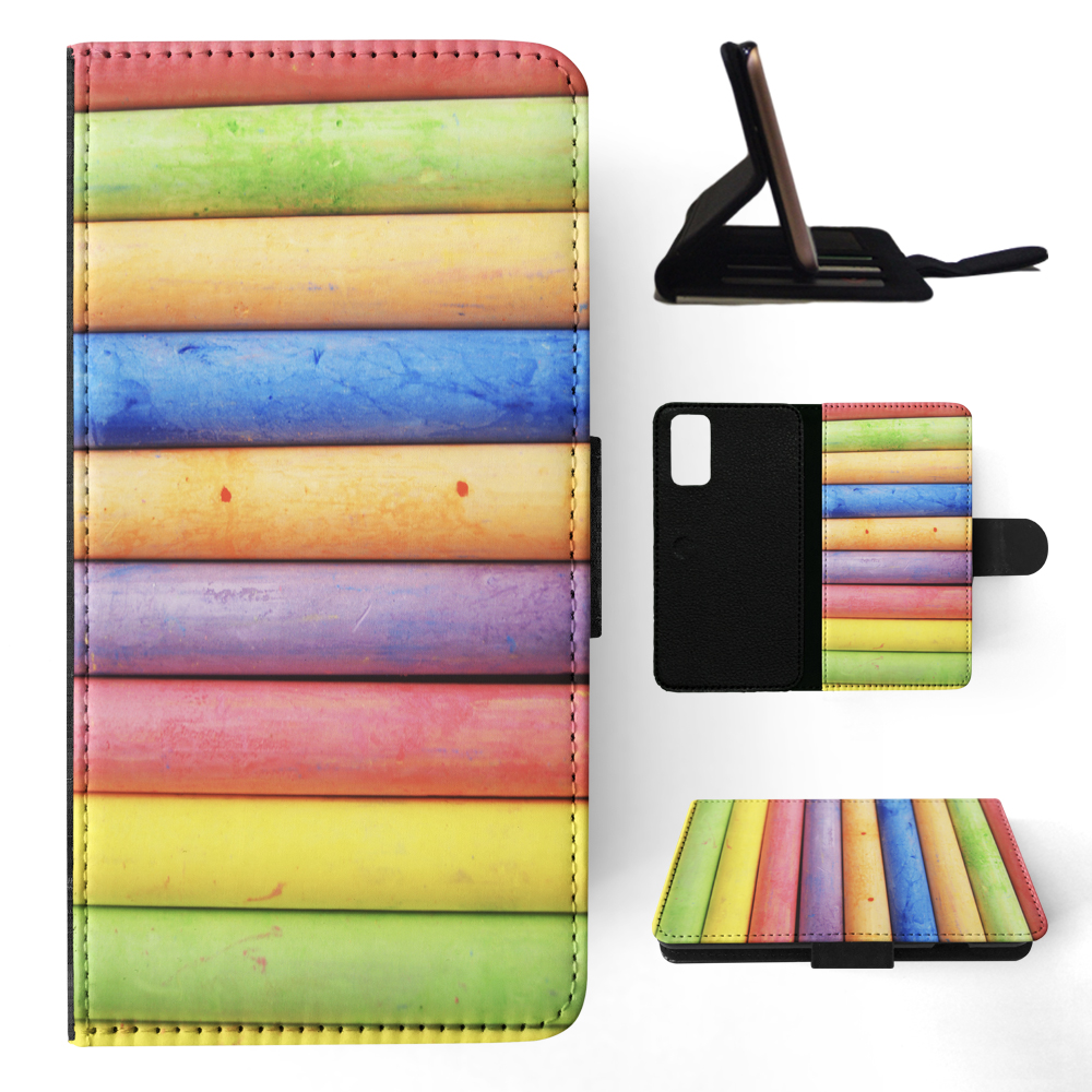 FLIP CASE FOR SAMSUNG GALAXY|RAINBOW CHALK STACKED PATTERN #2 - Picture 76 of 120