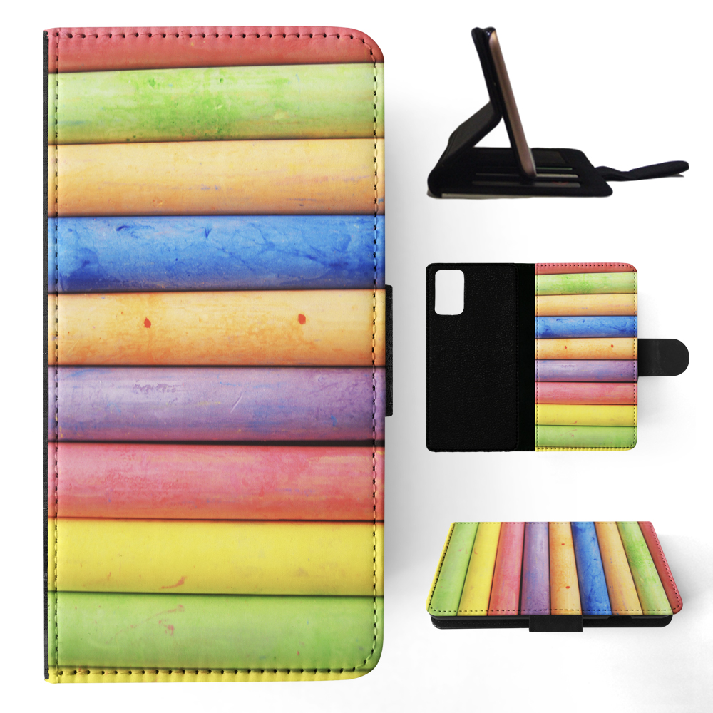 FLIP CASE FOR SAMSUNG GALAXY|RAINBOW CHALK STACKED PATTERN #2 - Picture 71 of 120