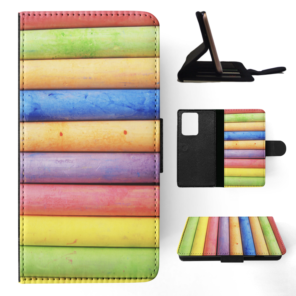 FLIP CASE FOR SAMSUNG GALAXY|RAINBOW CHALK STACKED PATTERN #2 - Picture 66 of 120