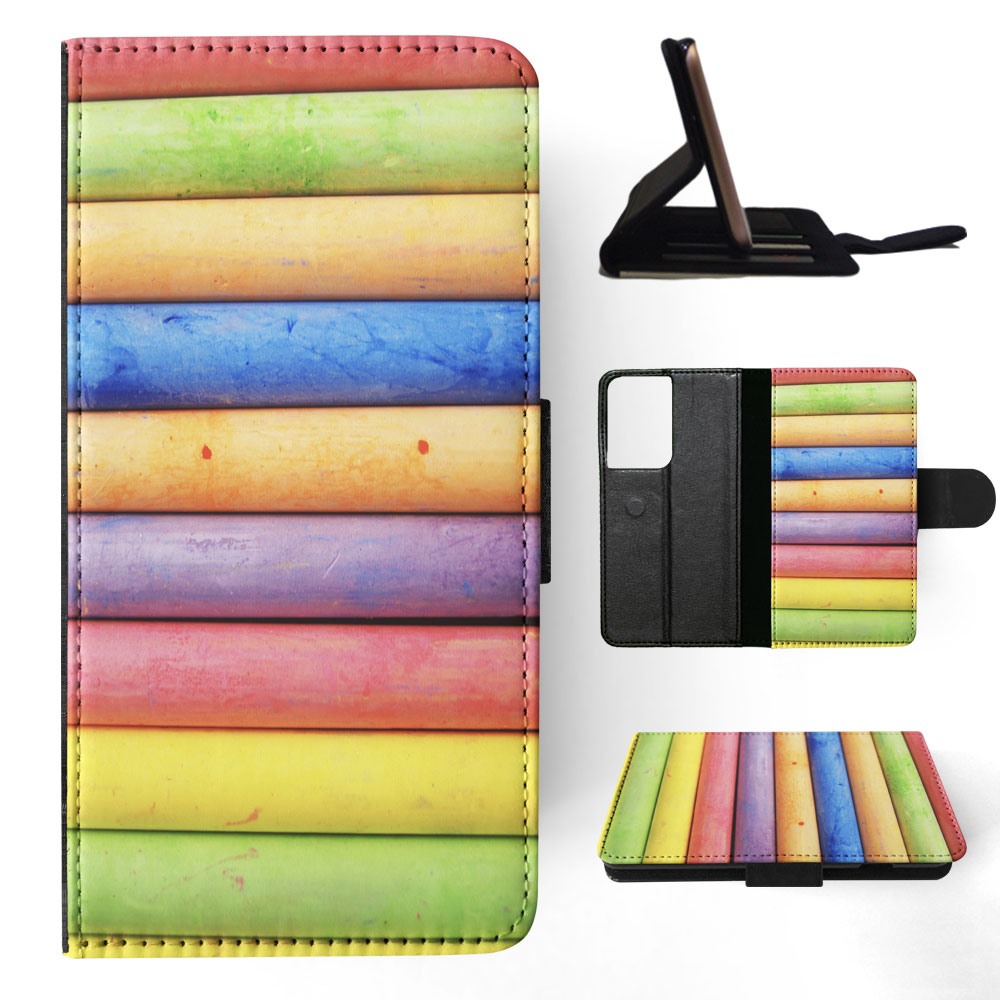 FLIP CASE FOR SAMSUNG GALAXY|RAINBOW CHALK STACKED PATTERN #2 - Picture 51 of 120