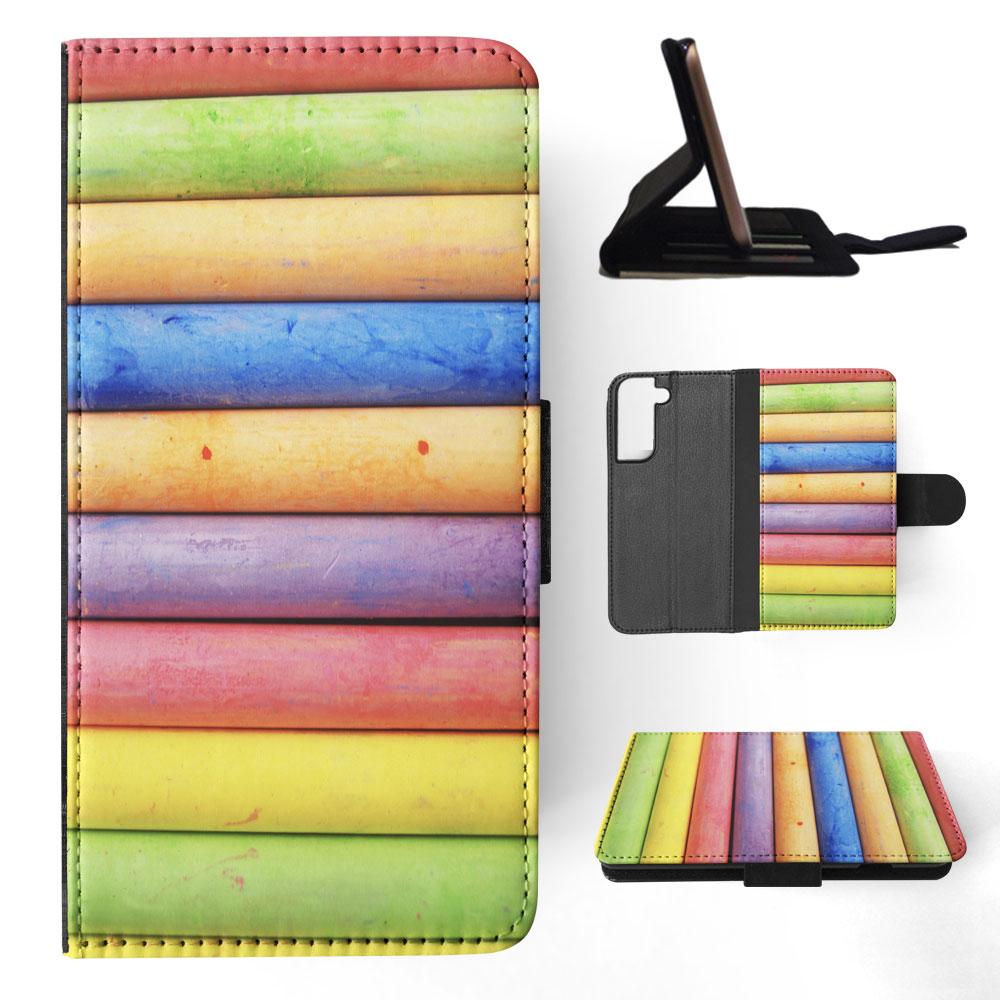 FLIP CASE FOR SAMSUNG GALAXY|RAINBOW CHALK STACKED PATTERN #2 - Picture 41 of 120