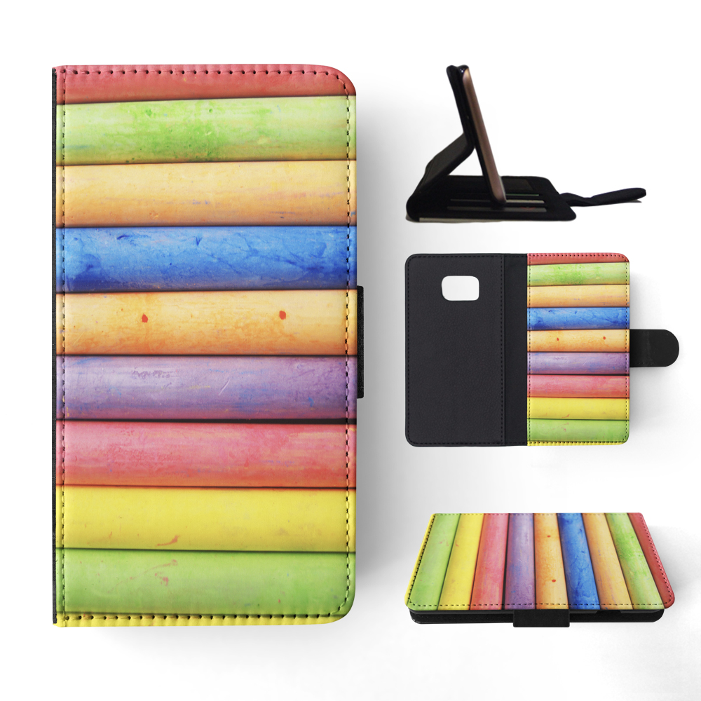FLIP CASE FOR SAMSUNG GALAXY|RAINBOW CHALK STACKED PATTERN #2 - Picture 116 of 120