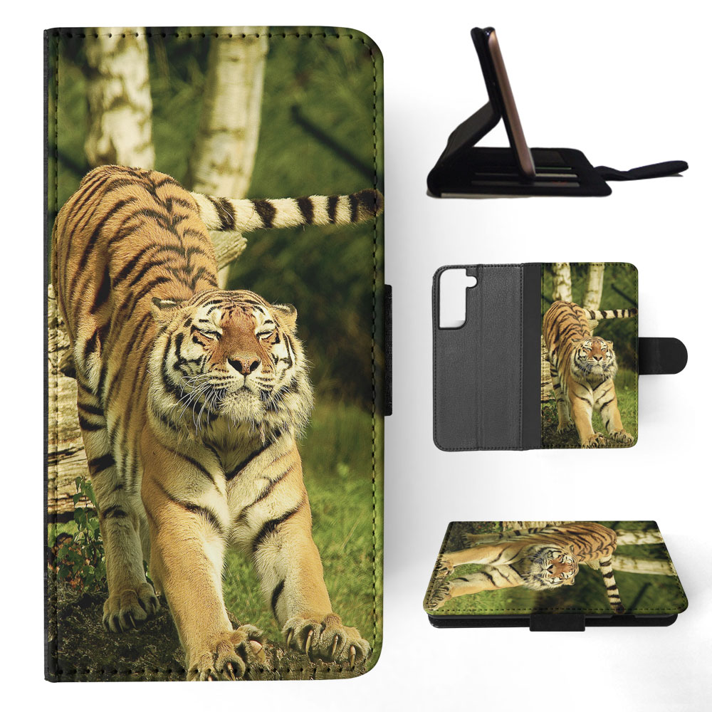 FLIP CASE FOR SAMSUNG GALAXY|CUTE FUNNY TIGER STRETCHING - Picture 41 of 120