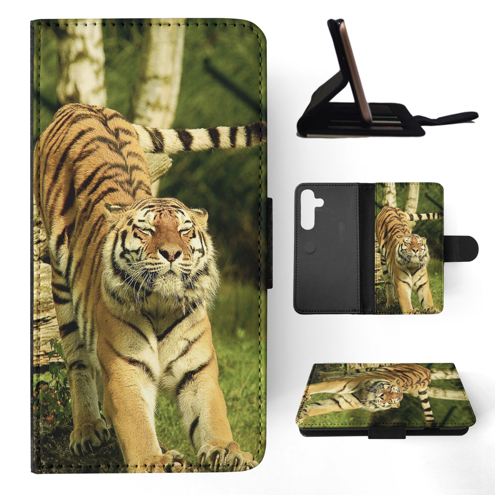 FLIP CASE FOR SAMSUNG GALAXY|CUTE FUNNY TIGER STRETCHING - Picture 16 of 120