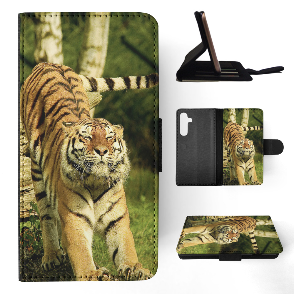 FLIP CASE FOR SAMSUNG GALAXY|CUTE FUNNY TIGER STRETCHING - Picture 11 of 120