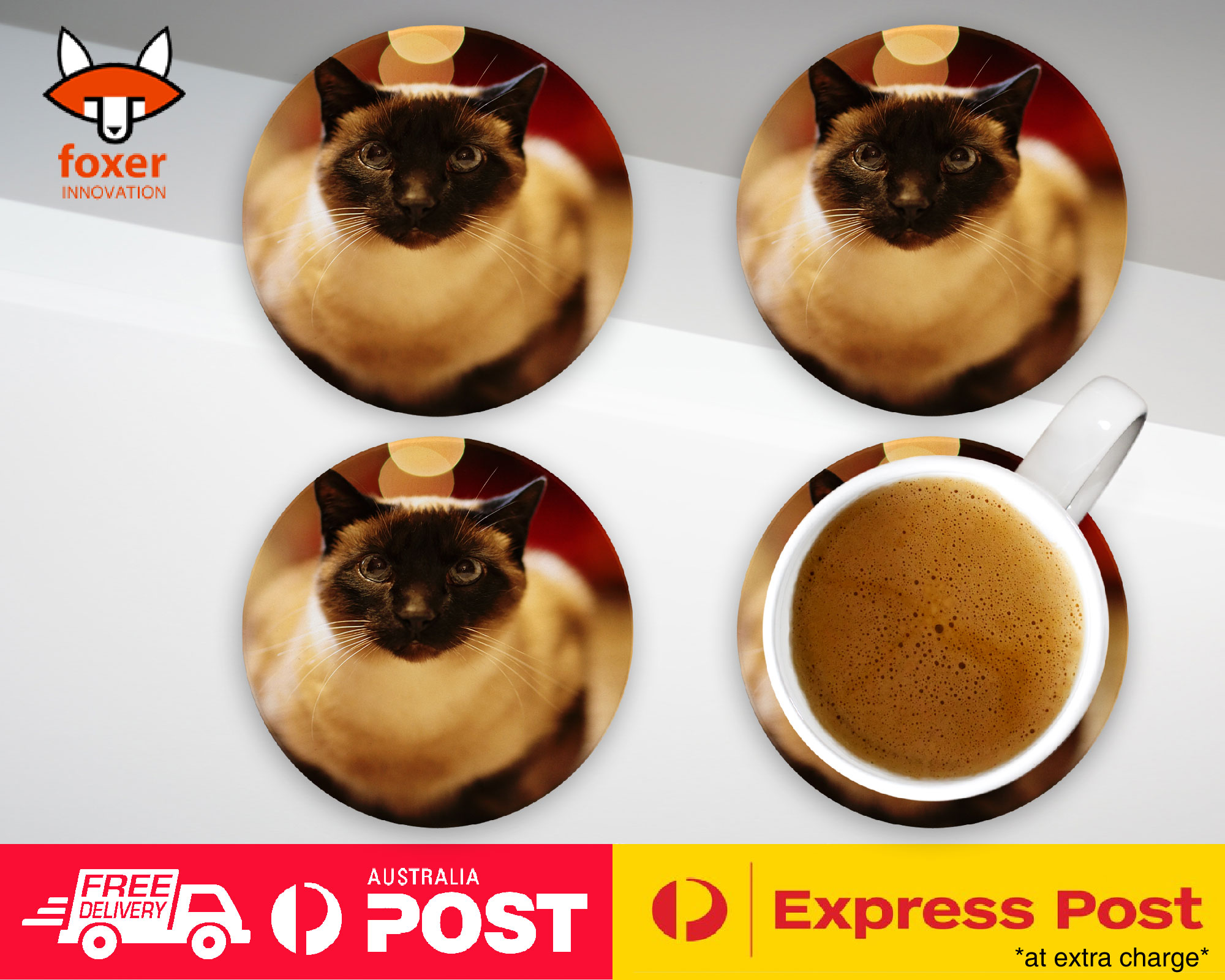 COASTER COFFEE DRINKING MAT|CUTE SIAMESE CAT KITTEN #2