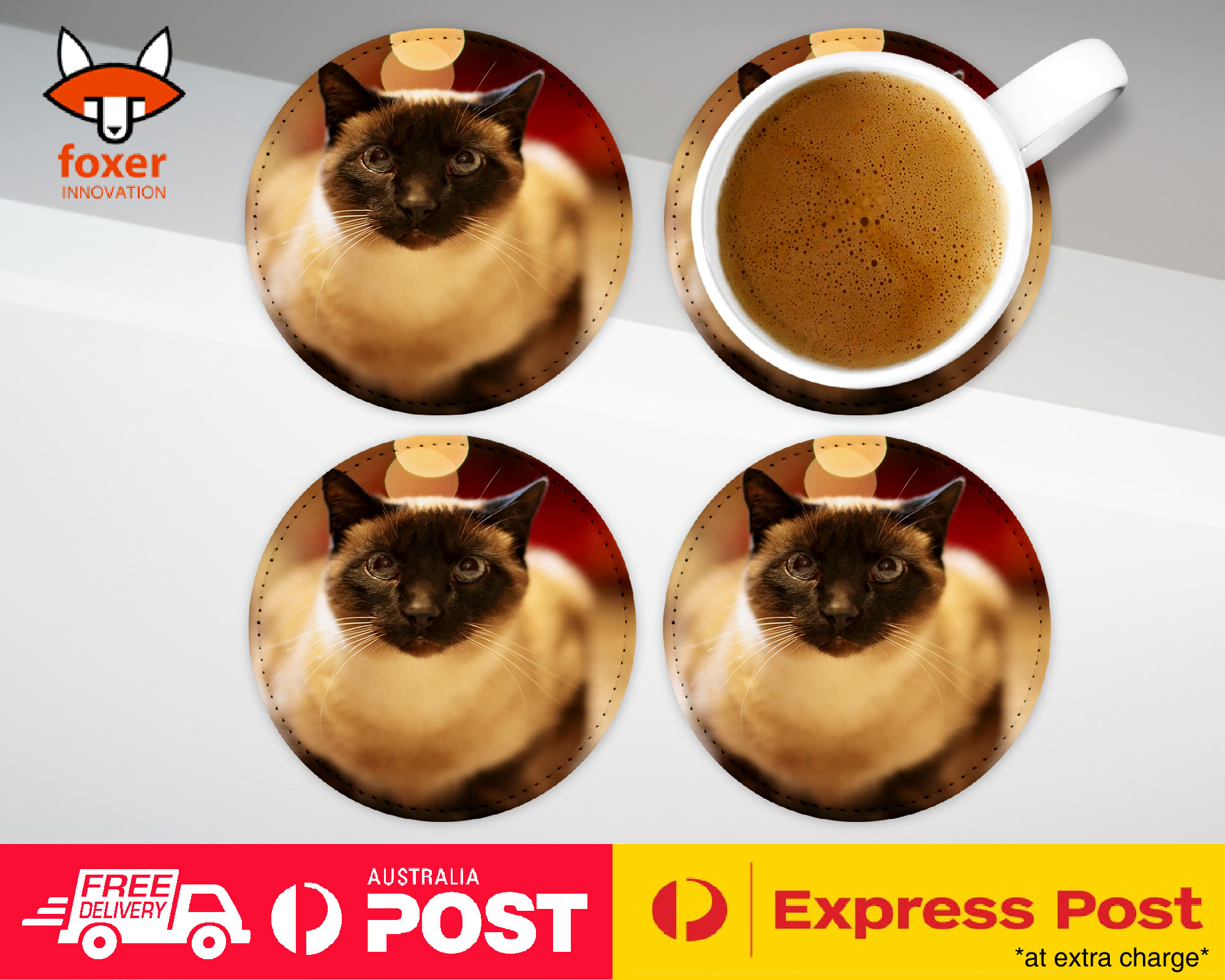 COASTER COFFEE DRINKING MAT|CUTE SIAMESE CAT KITTEN #2