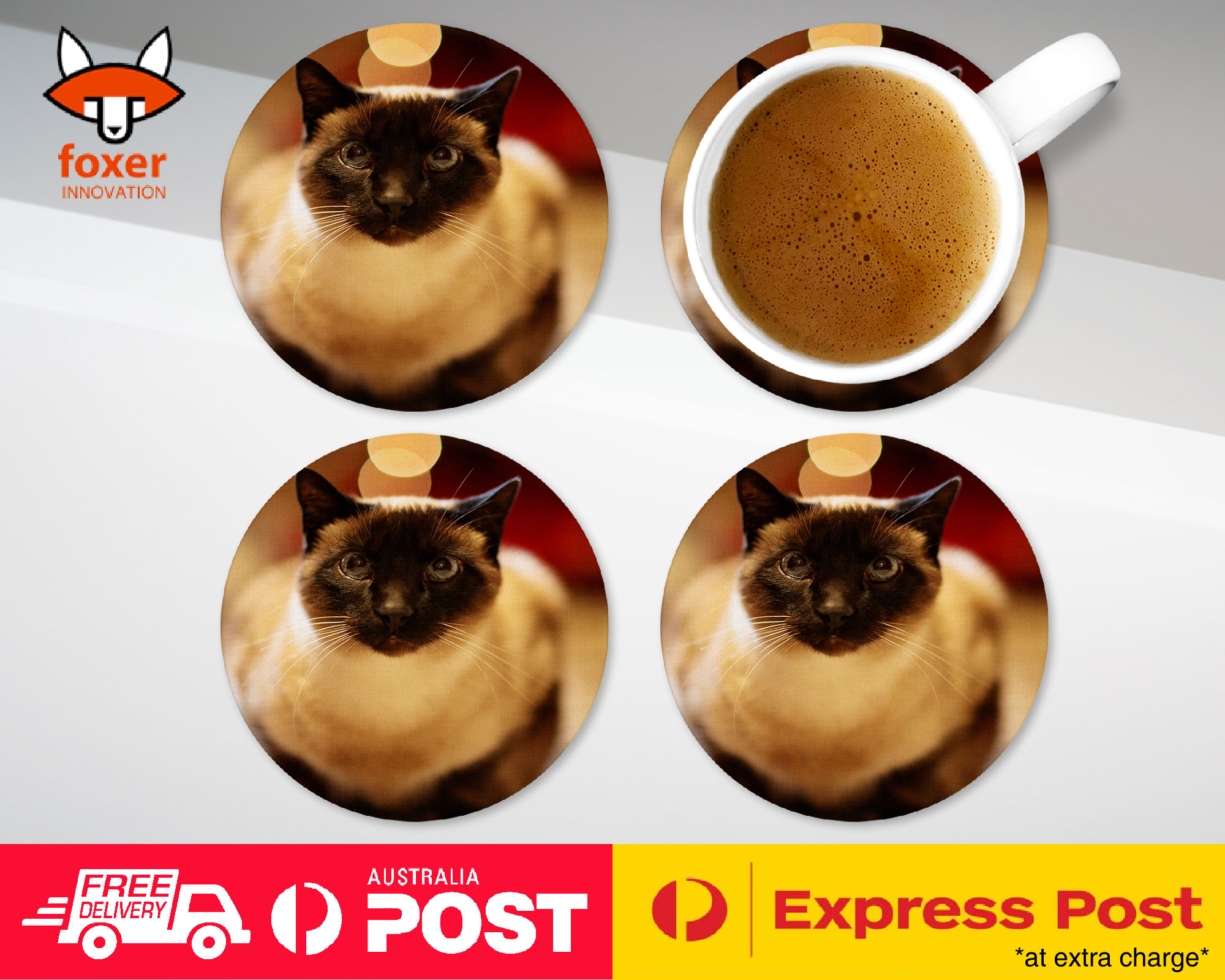 COASTER COFFEE DRINKING MAT|CUTE SIAMESE CAT KITTEN #2