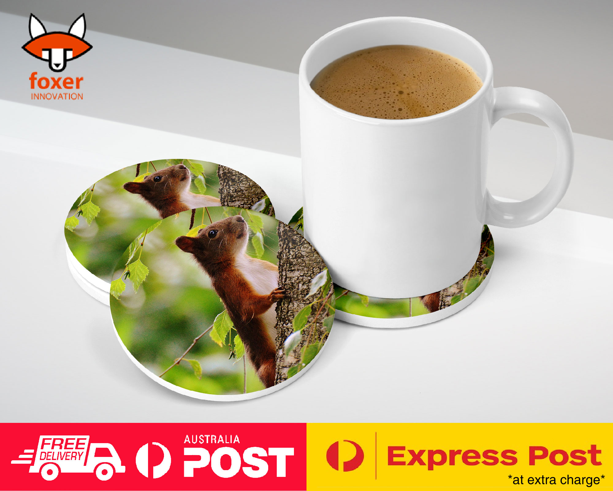 COASTER COFFEE DRINKING MAT|CUTE ADORABLE SQUIRREL RODENT #5