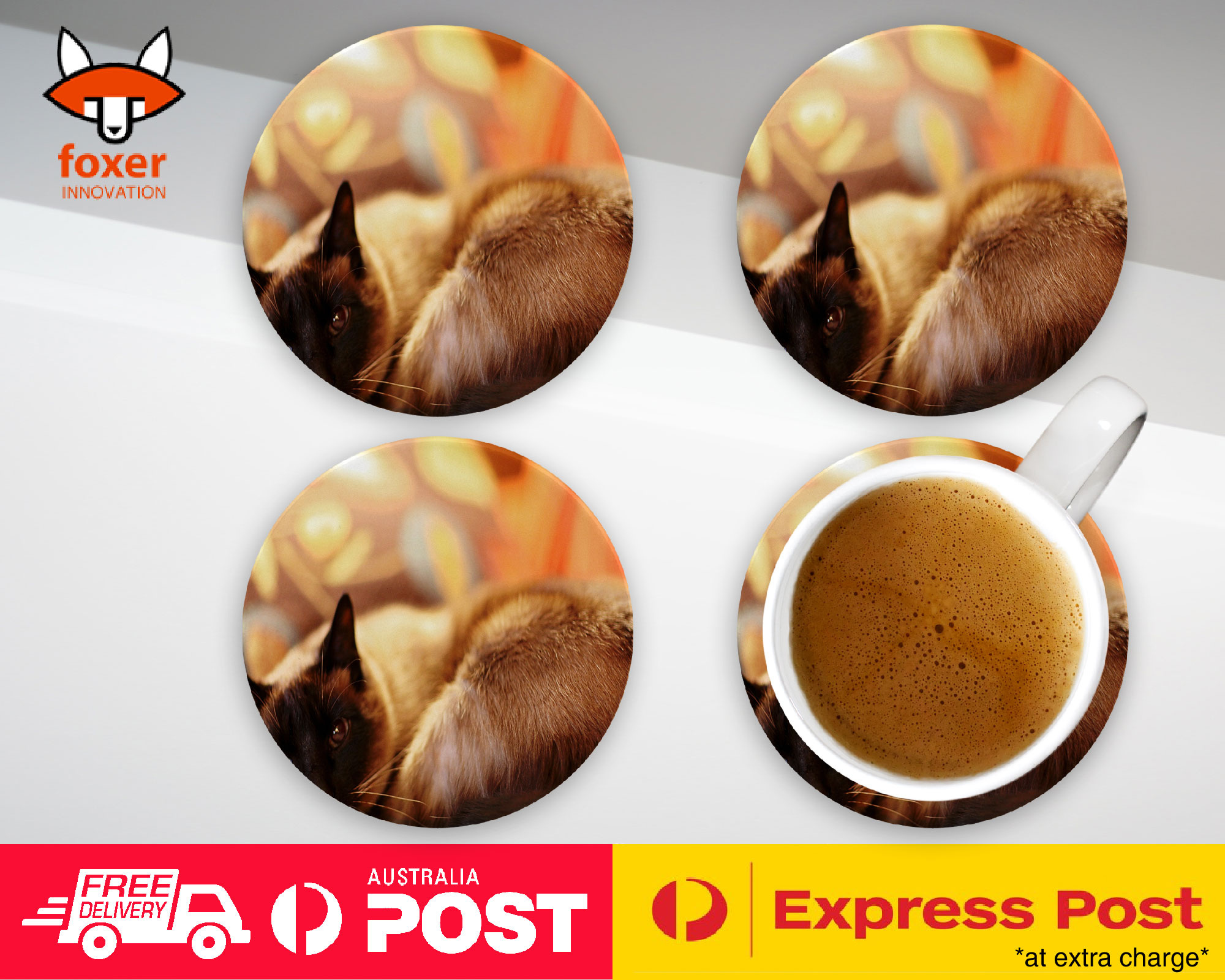 COASTER COFFEE DRINKING MAT|CUTE SIAMESE CAT KITTEN #3