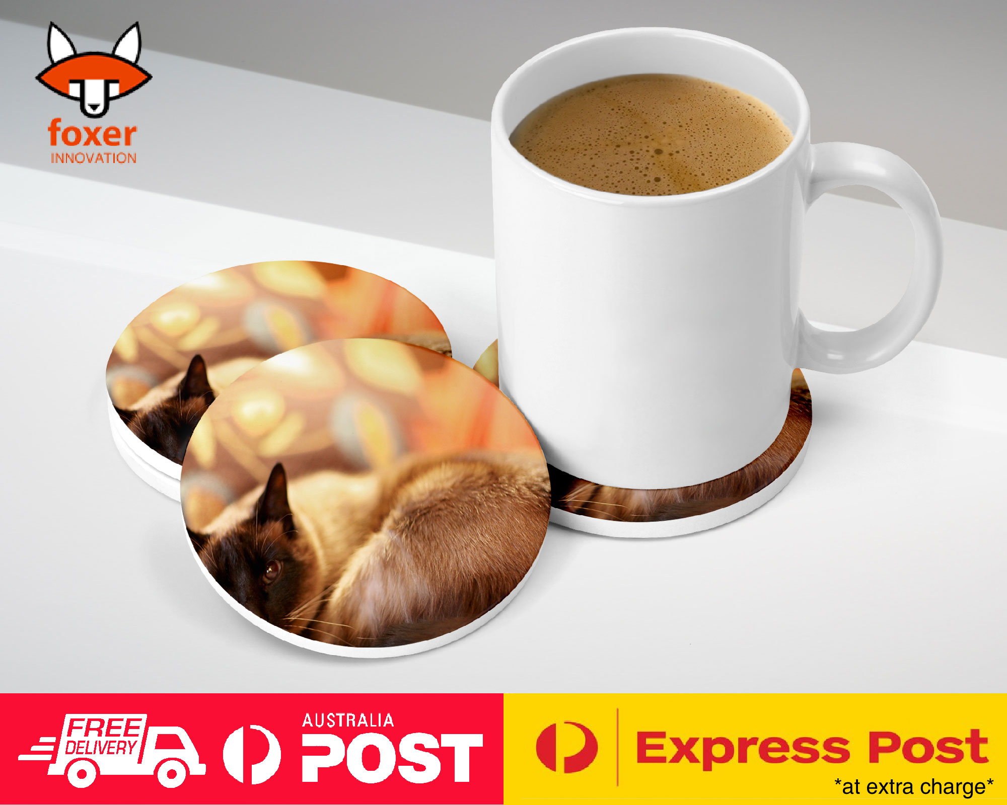 COASTER COFFEE DRINKING MAT|CUTE SIAMESE CAT KITTEN #3