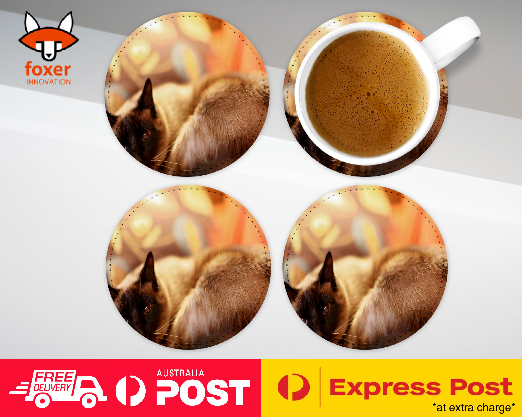 COASTER COFFEE DRINKING MAT|CUTE SIAMESE CAT KITTEN #3