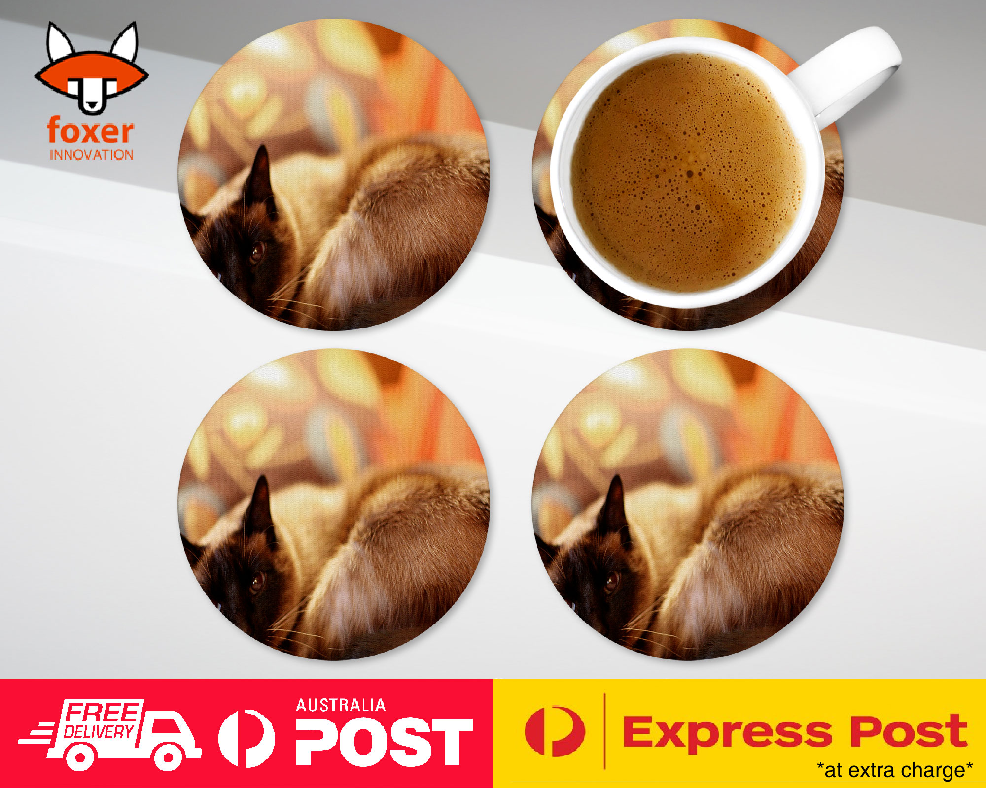 COASTER COFFEE DRINKING MAT|CUTE SIAMESE CAT KITTEN #3