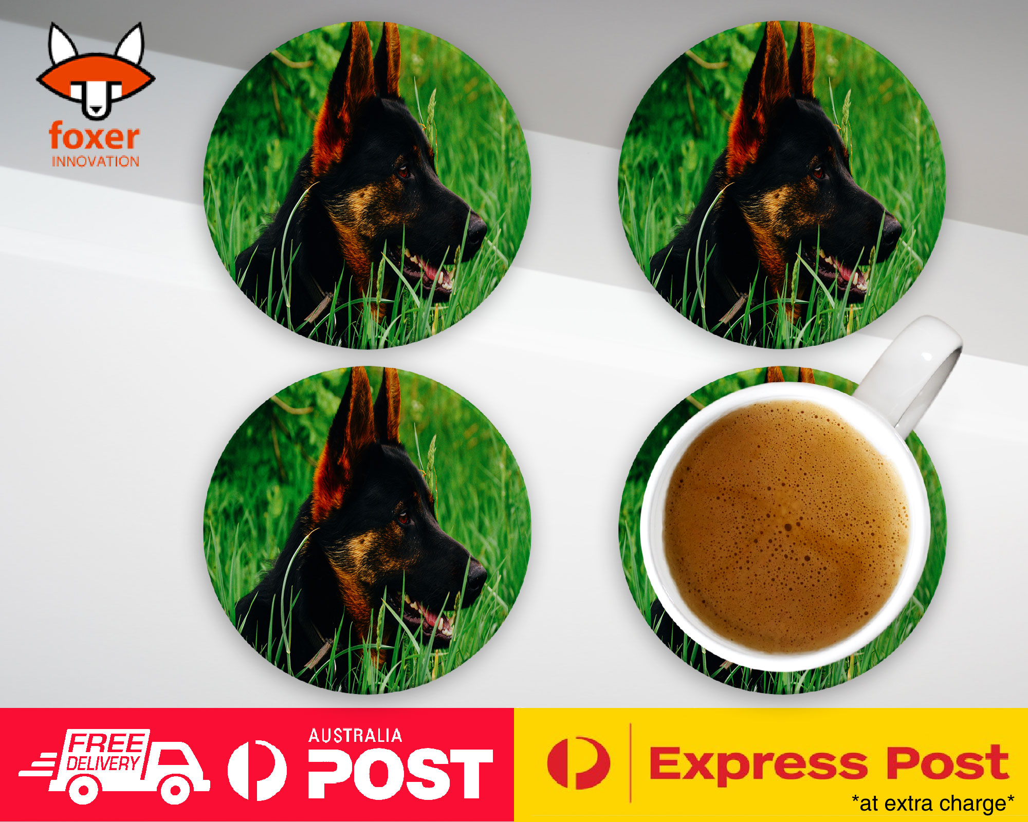 COASTER COFFEE DRINKING MAT|ADORABLE GERMAN SHEPHERD DOG #3