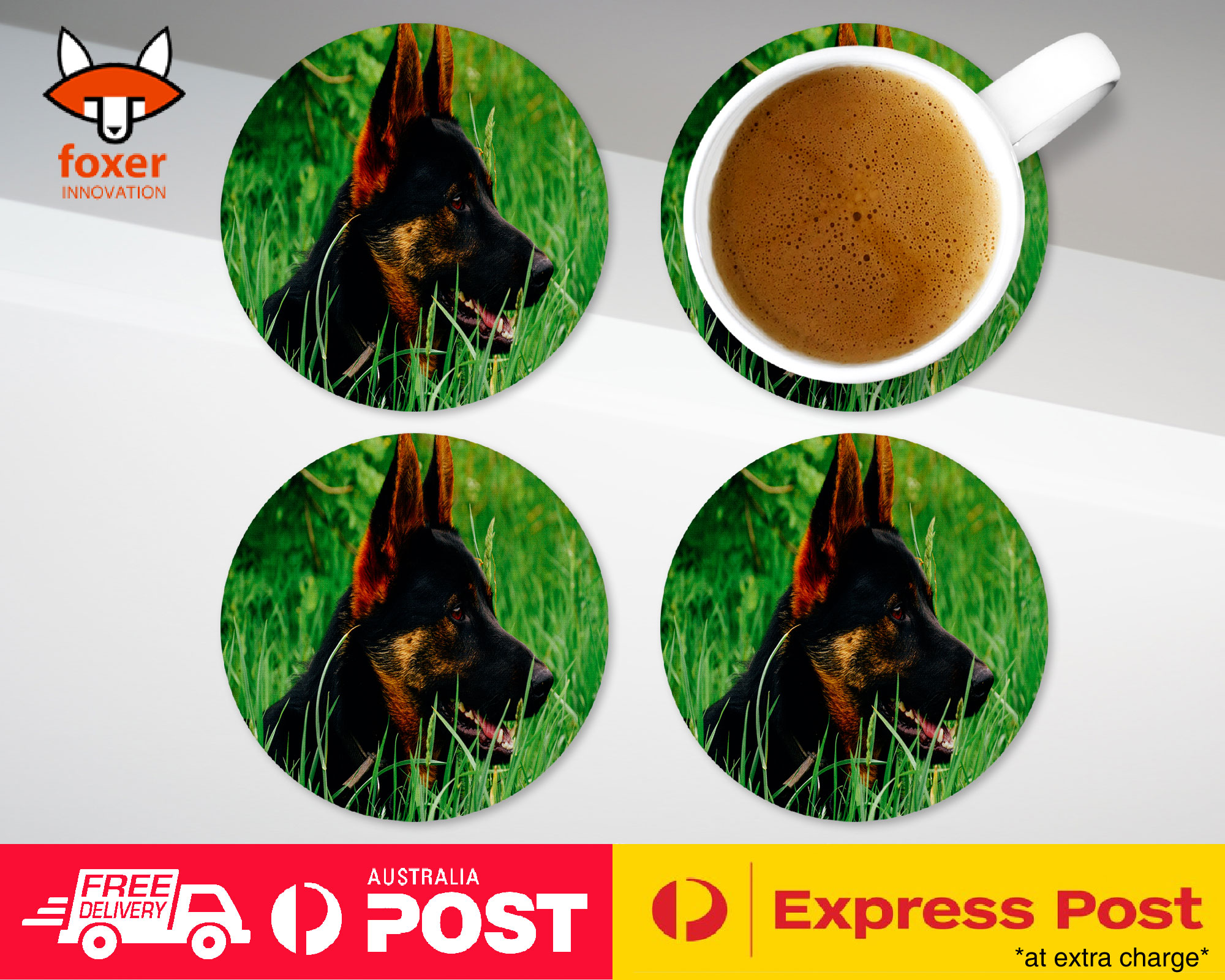 COASTER COFFEE DRINKING MAT|ADORABLE GERMAN SHEPHERD DOG #3