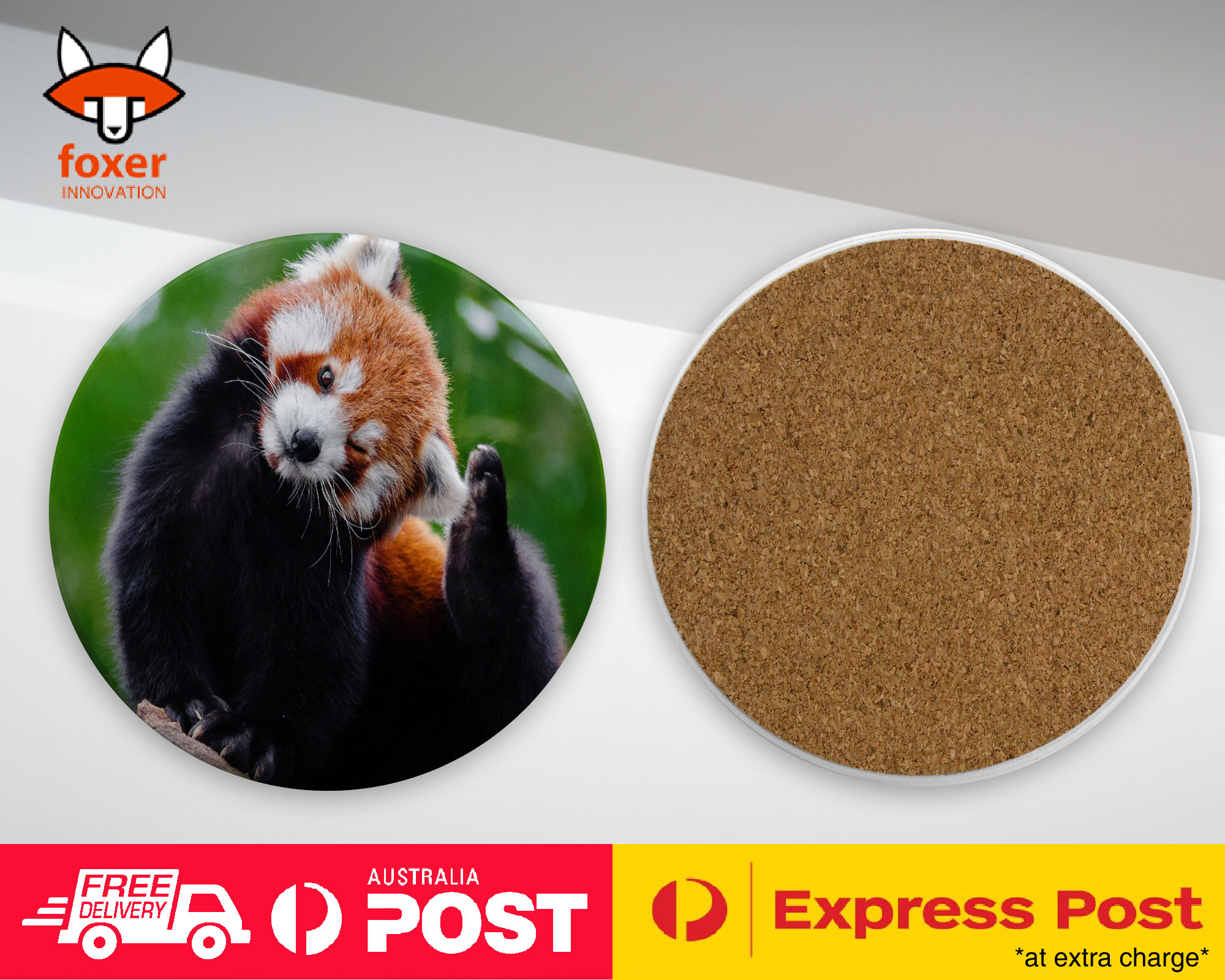 COASTER COFFEE DRINKING MAT|CUTE RED PANDA ANIMAL RACOON #9