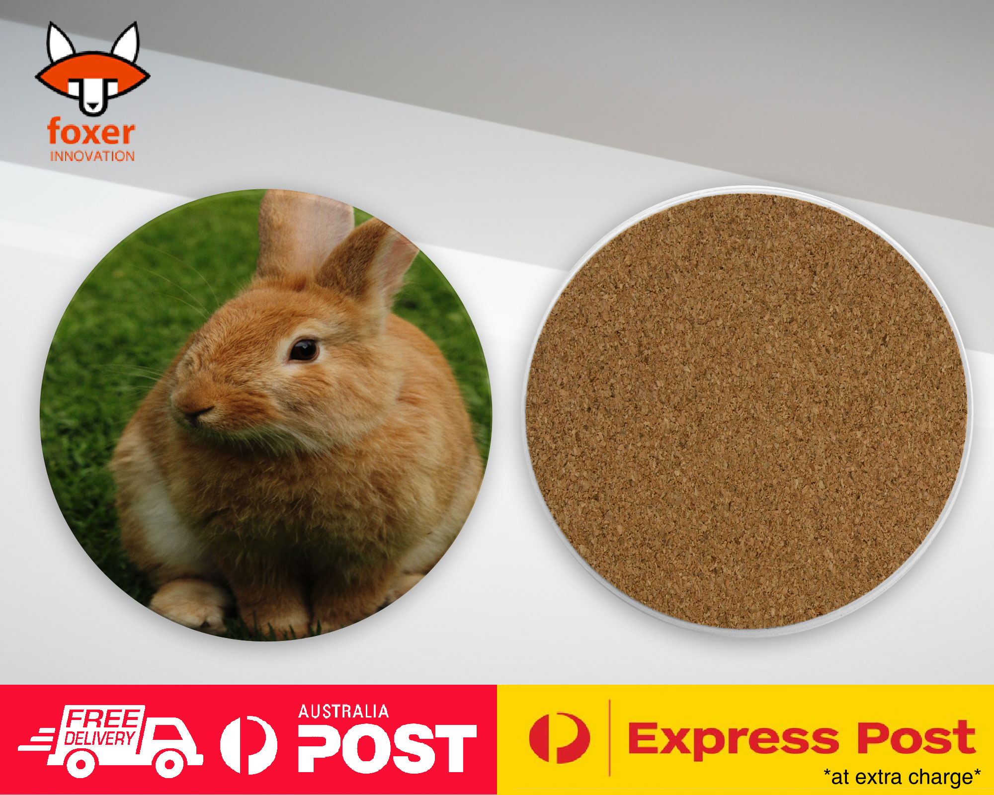 COASTER COFFEE DRINKING MAT|CUTE BUNNY RABBIT ANIMAL #7