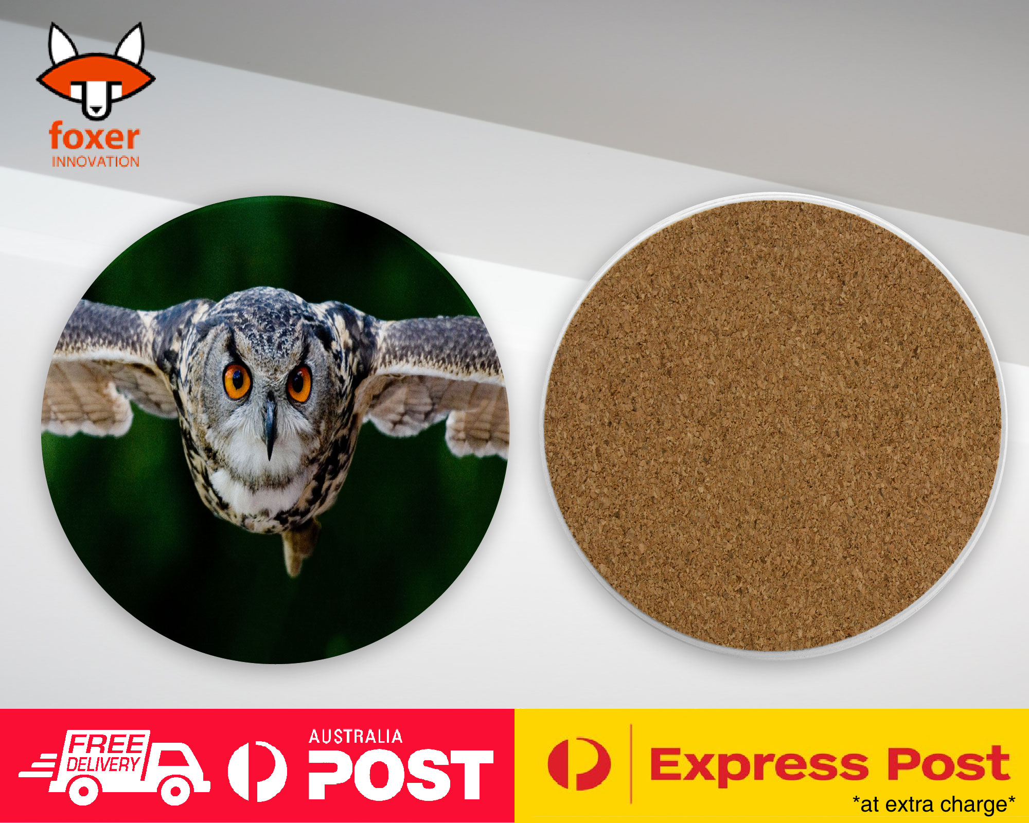 COASTER COFFEE DRINKING MAT|CUTE HIPSTER OWL BIRD MYSTIC #1