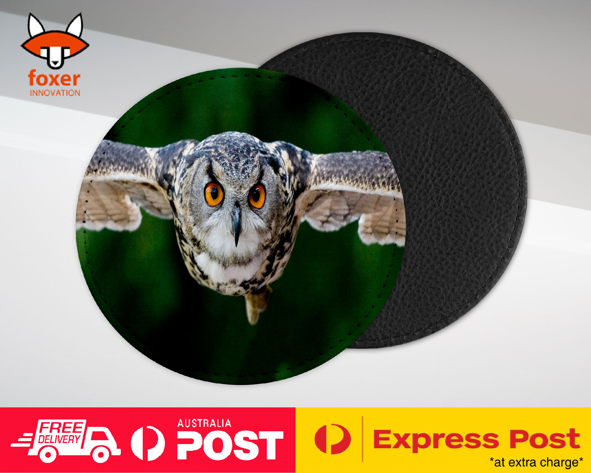 COASTER COFFEE DRINKING MAT|CUTE HIPSTER OWL BIRD MYSTIC #1