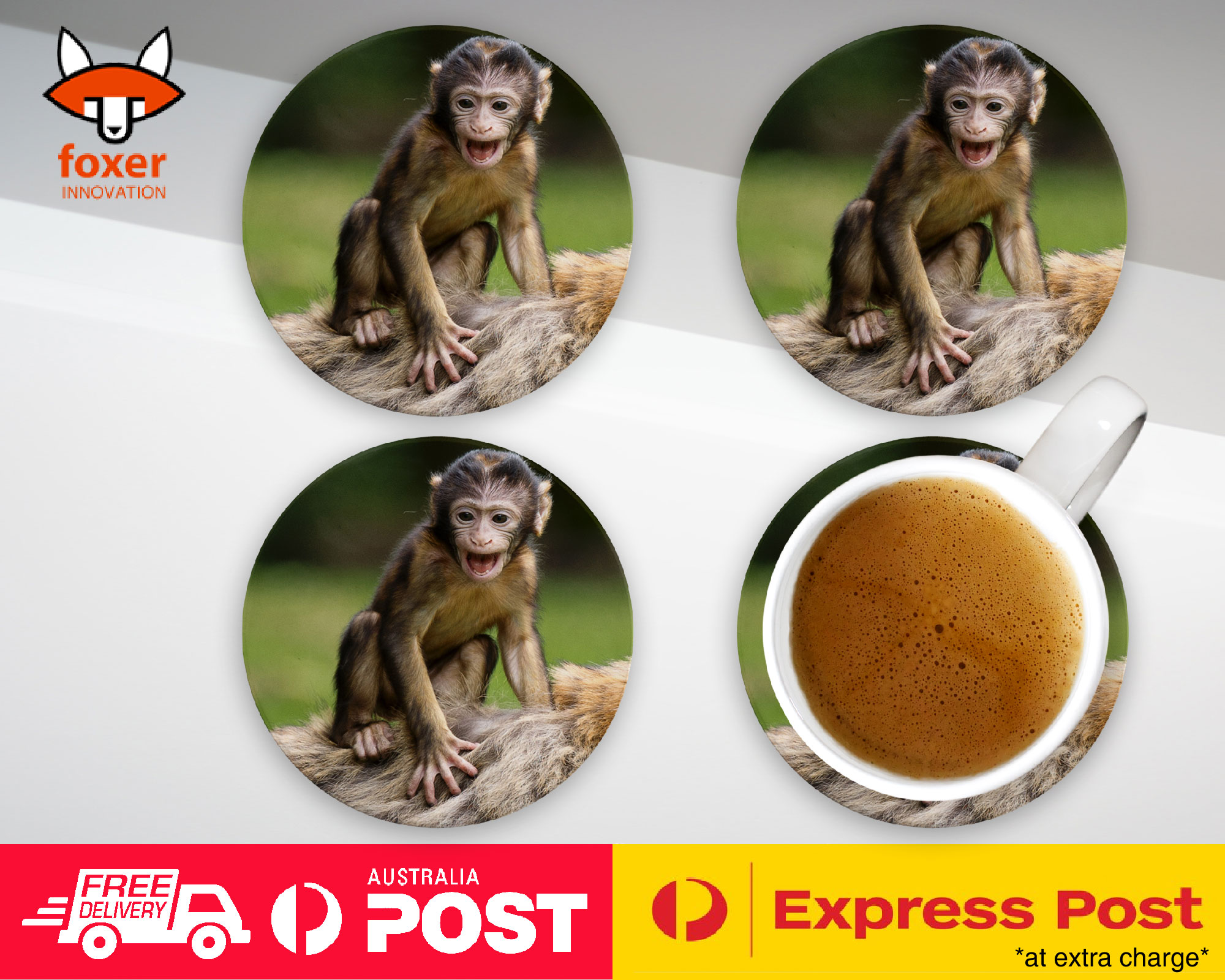 COASTER COFFEE DRINKING MAT|CUTE BABY INFANT MONKEY APE